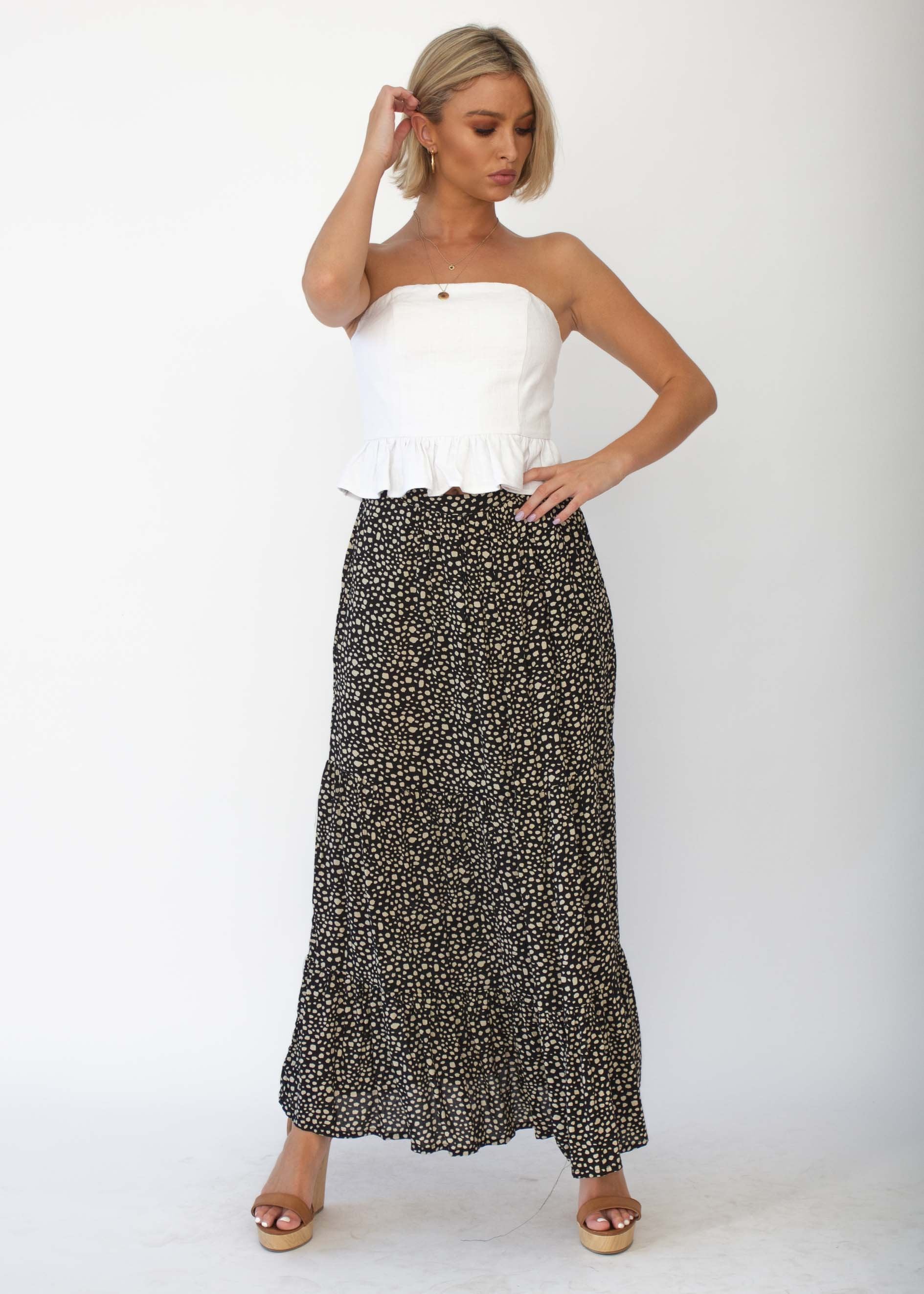 Courtney Maxi Skirt - Black Spot