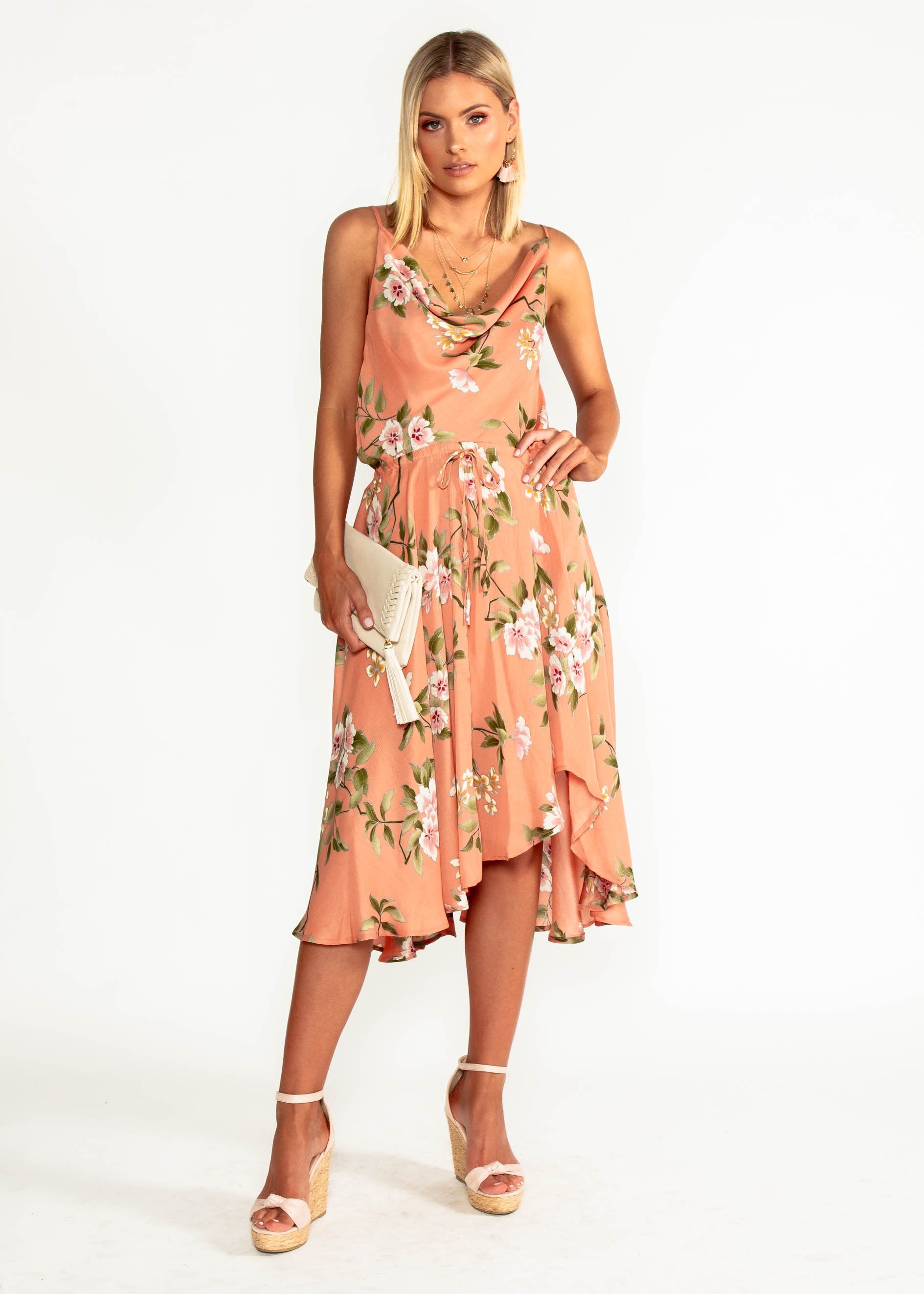 In A Million Midi Dress - Peach Floral