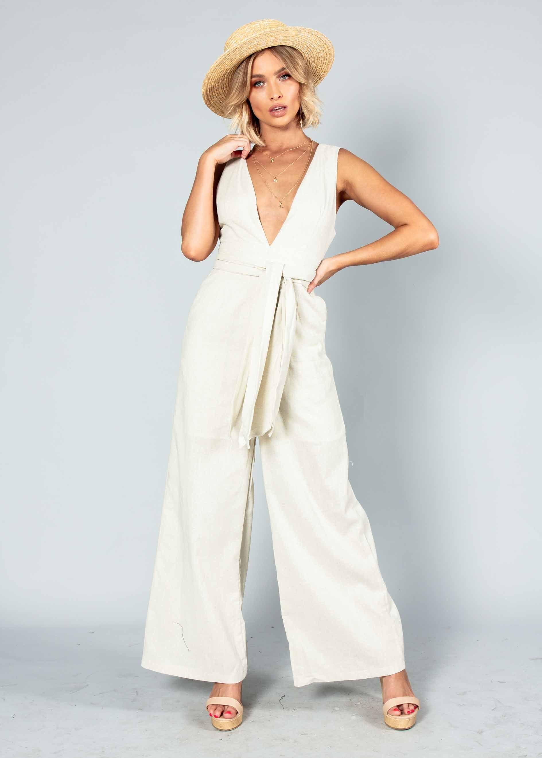 Forgotten Love Linen Pantsuit - Natural