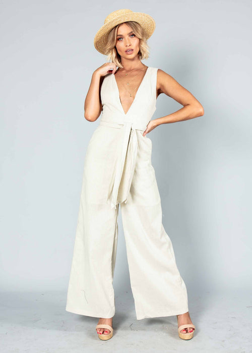 Forgotten Love Linen Pantsuit - Natural