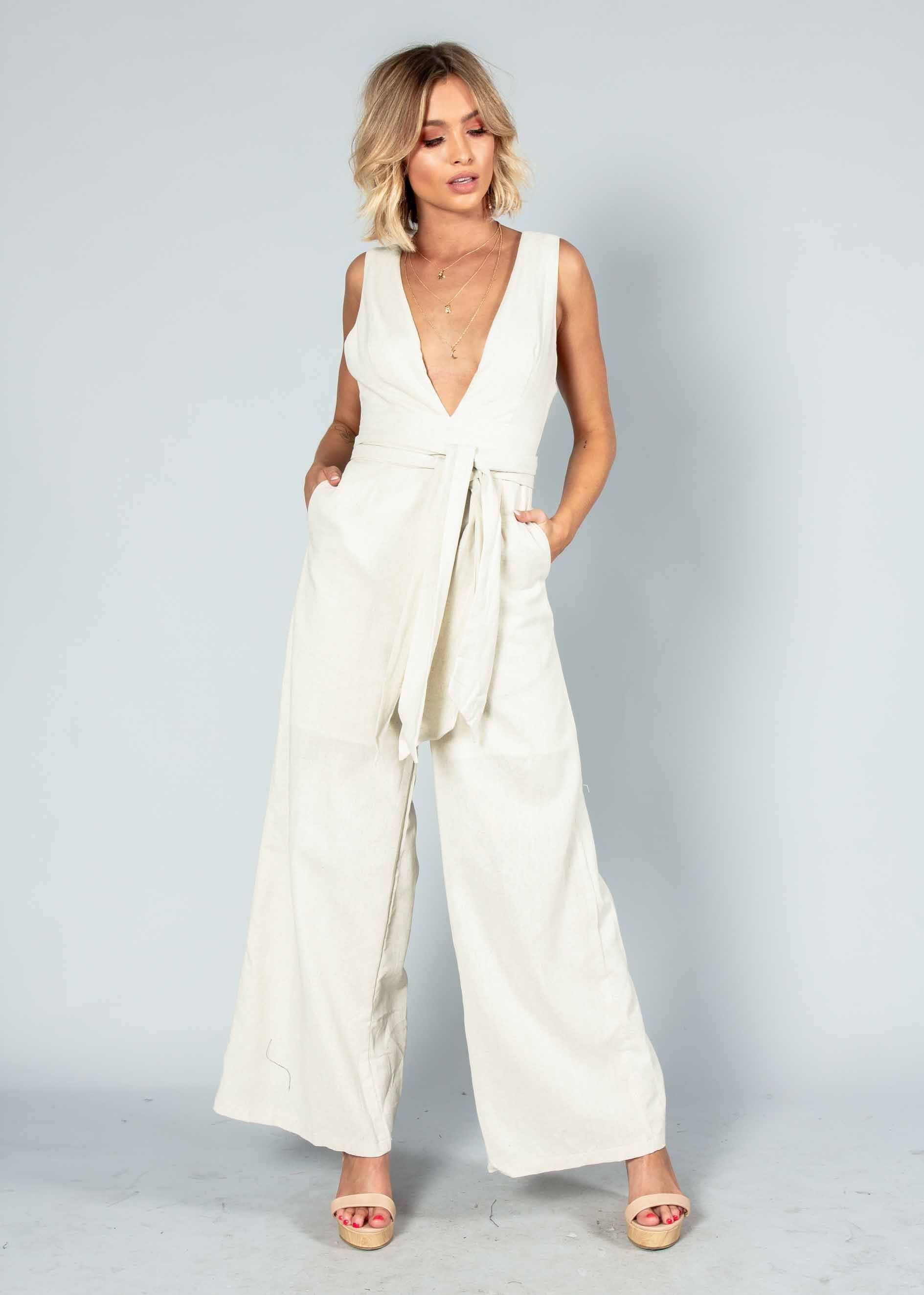 Forgotten Love Linen Pantsuit - Natural
