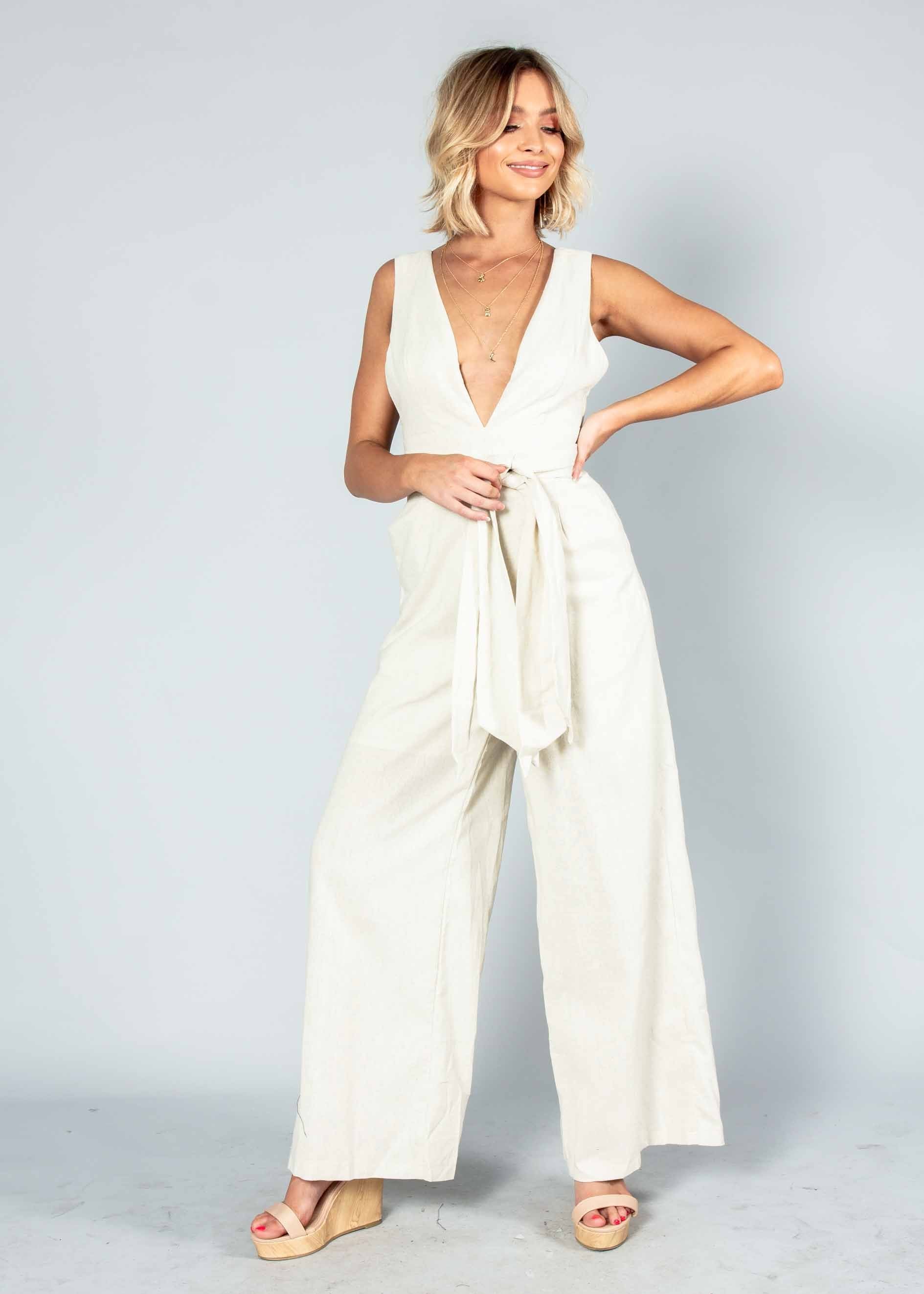 Forgotten Love Linen Pantsuit - Natural