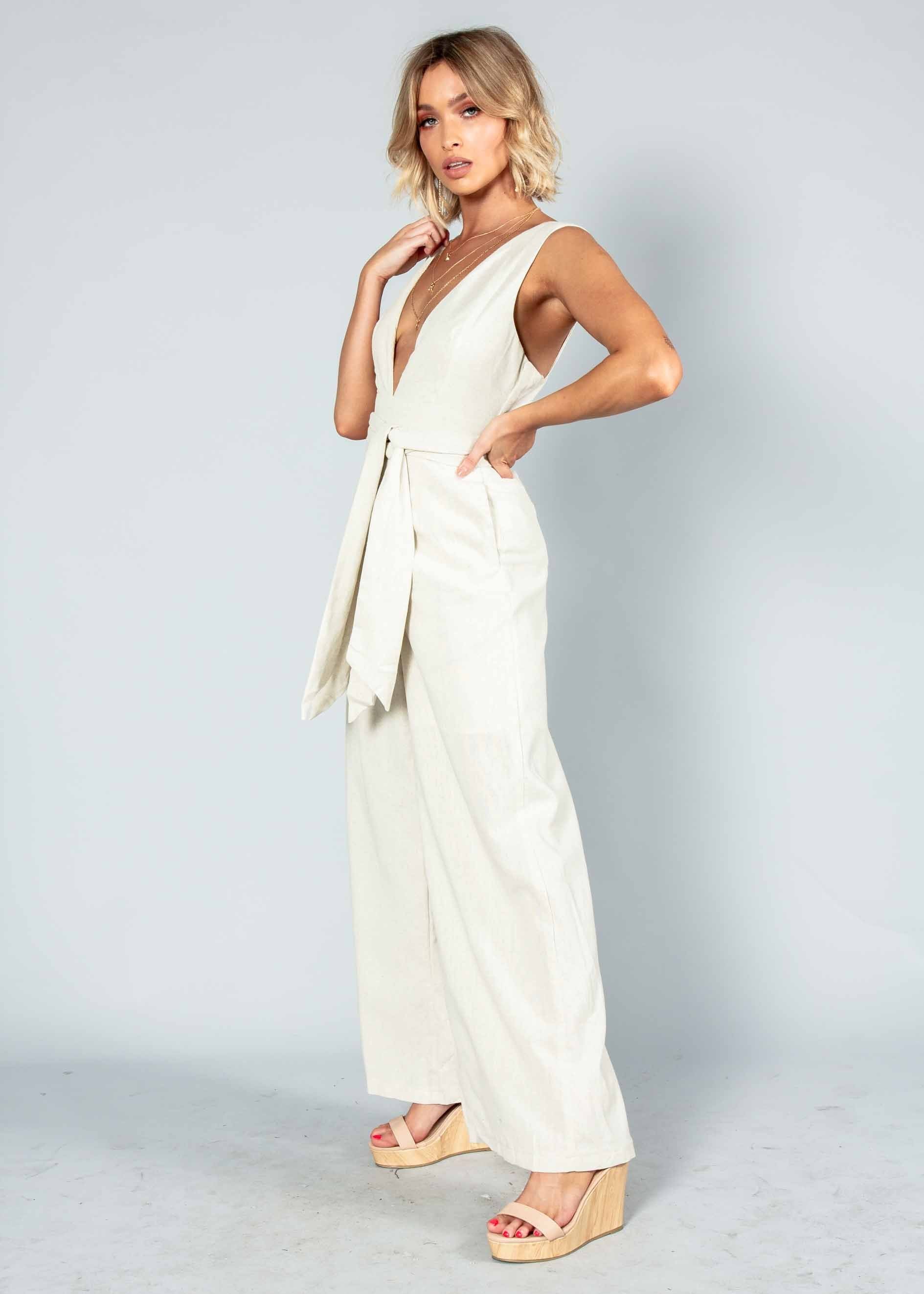 Forgotten Love Linen Pantsuit - Natural