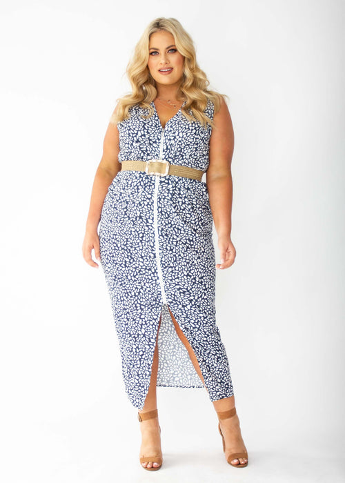 Catalina Zip Maxi Dress - Charcoal Stone plus size 