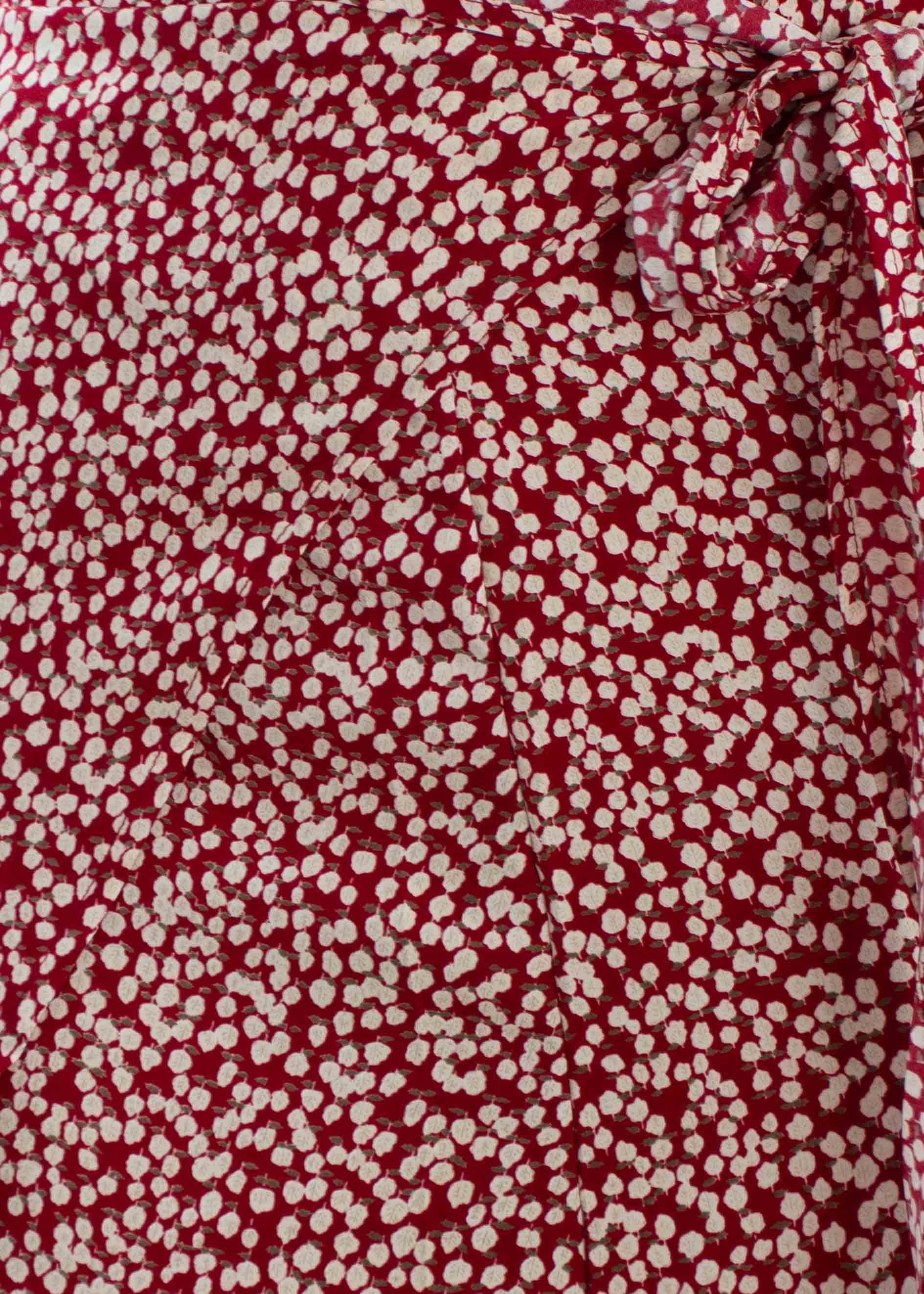 Bold Love Midi Wrap Skirt - Red Floral