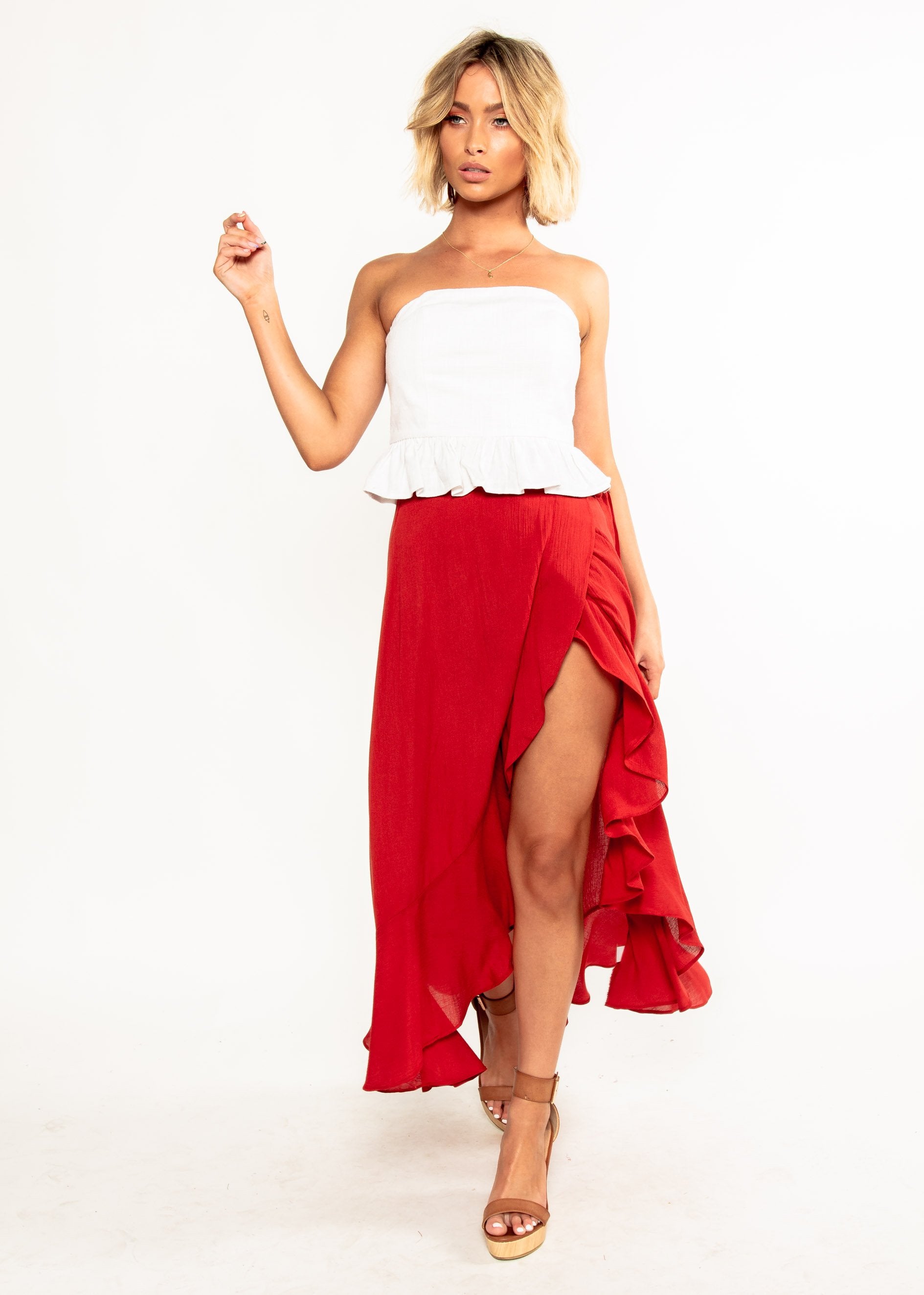 Faroe Wrap Maxi Skirt - Rust