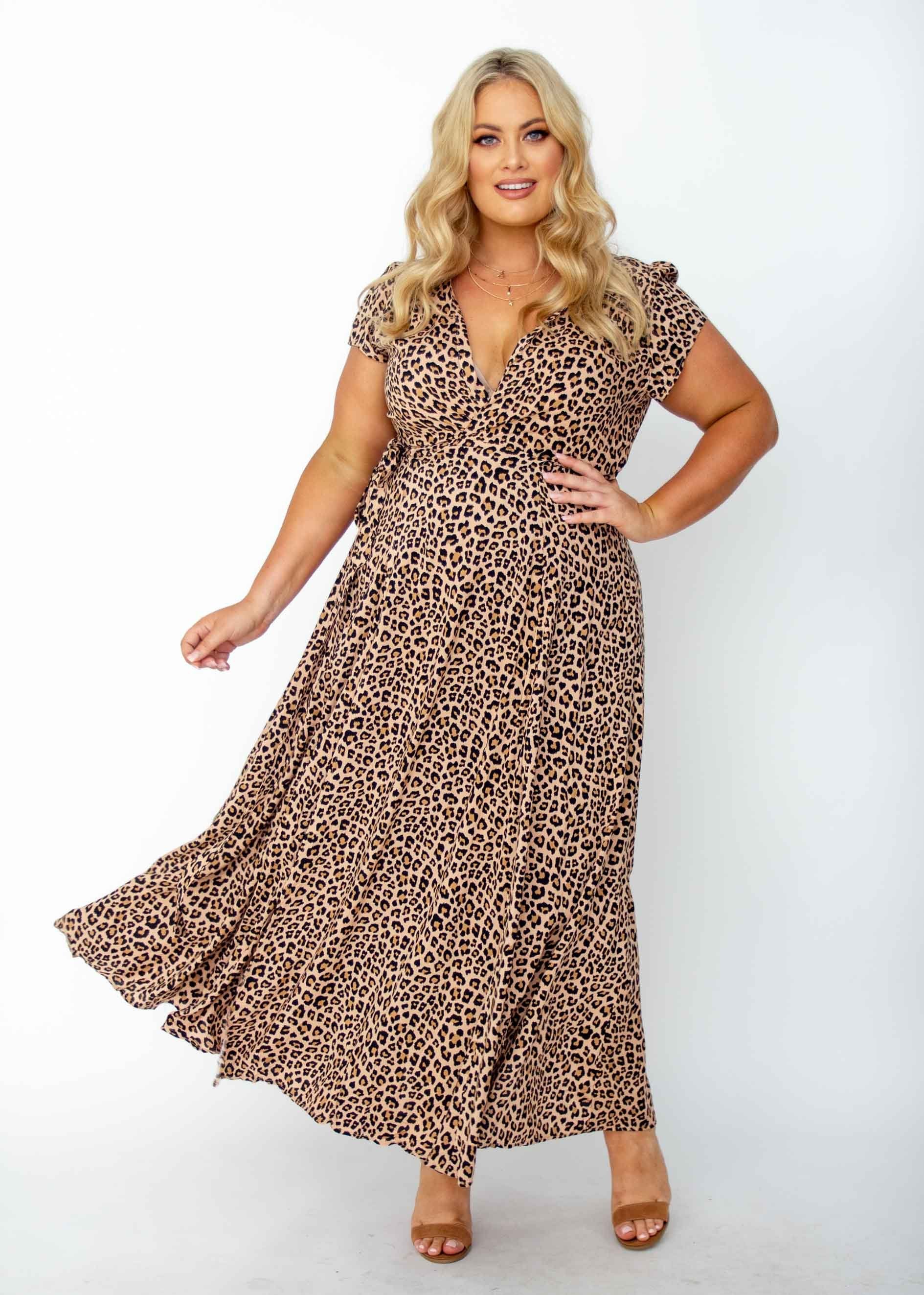 Women's That Thing Wrap Maxi Dress - Leopard size 18