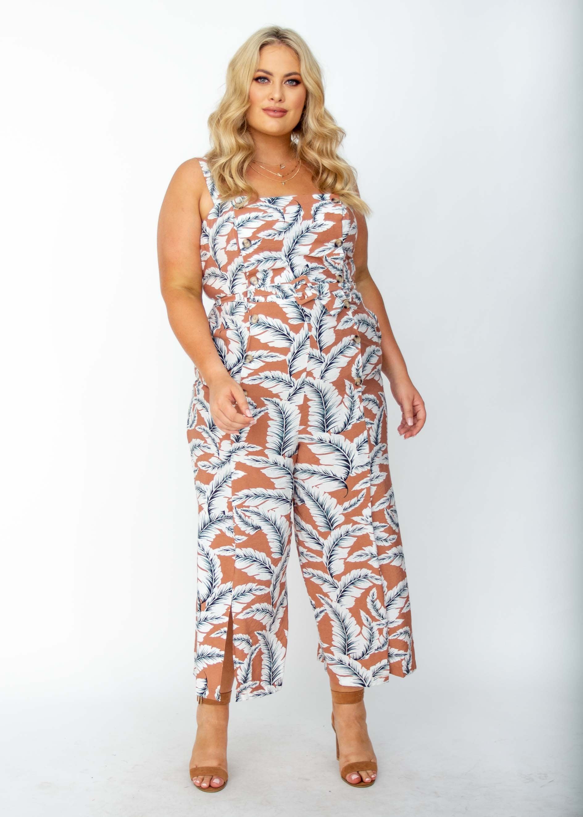 Mad Love Pantsuit - Cinnamon Palm