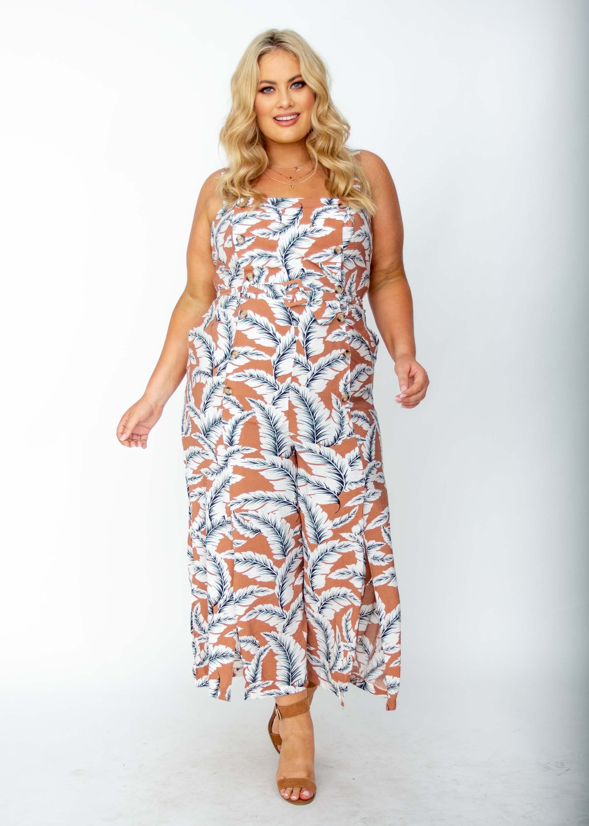 Mad Love Pantsuit - Cinnamon Palm