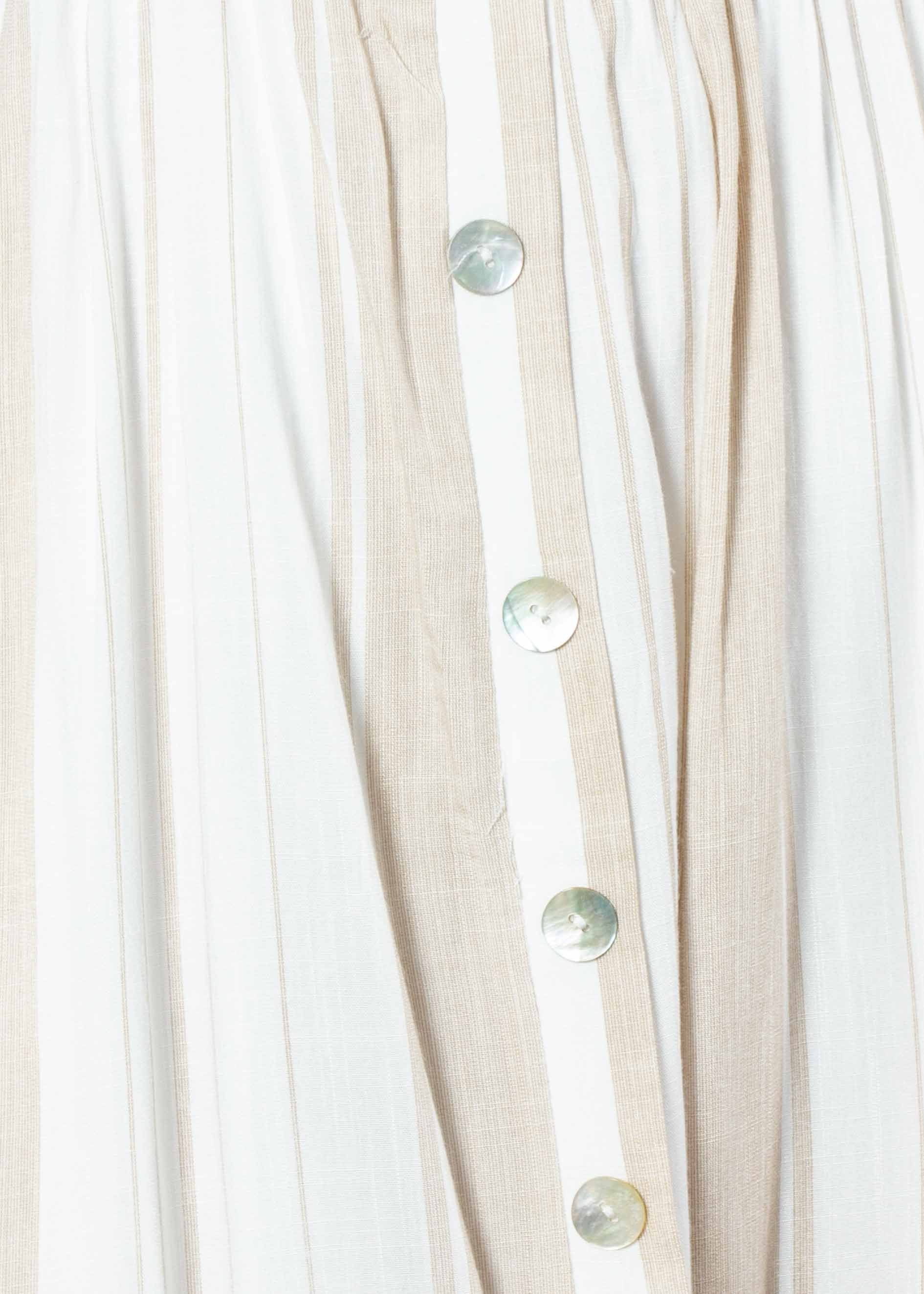 Addilyn Midi Dress - White/Beige Stripe