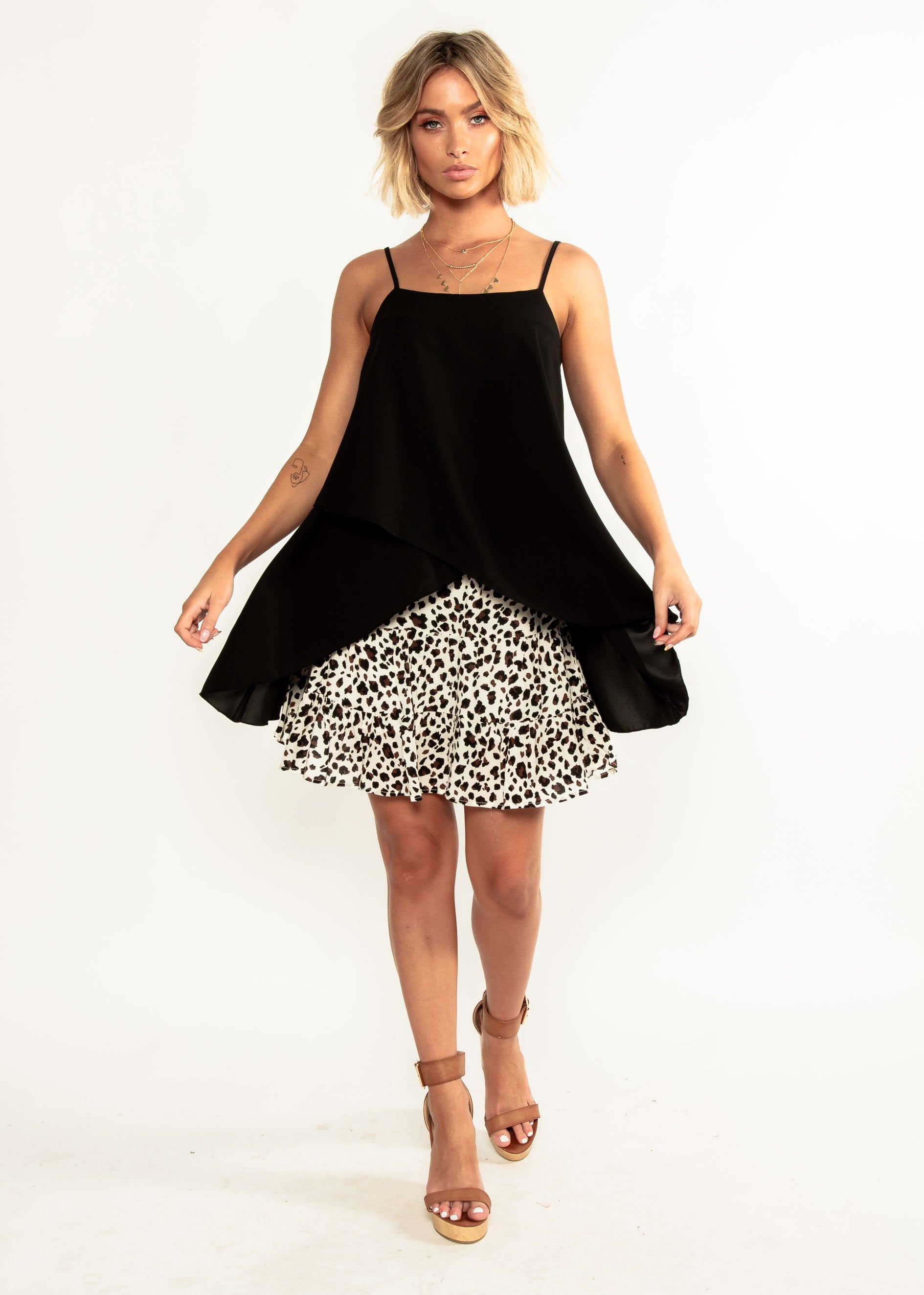 Sefina Asymmetrical Cami - Black