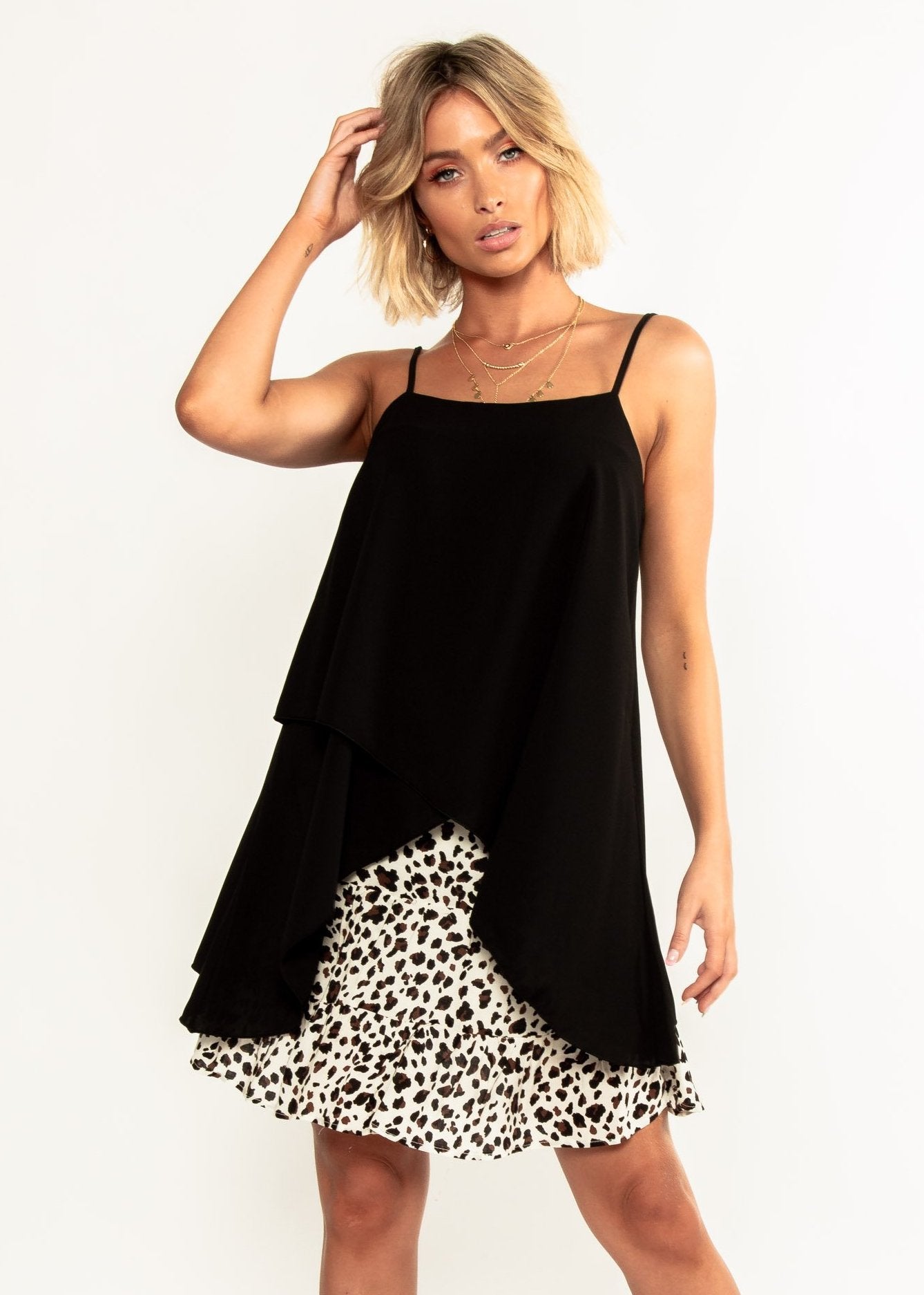 Sefina Asymmetrical Cami - Black