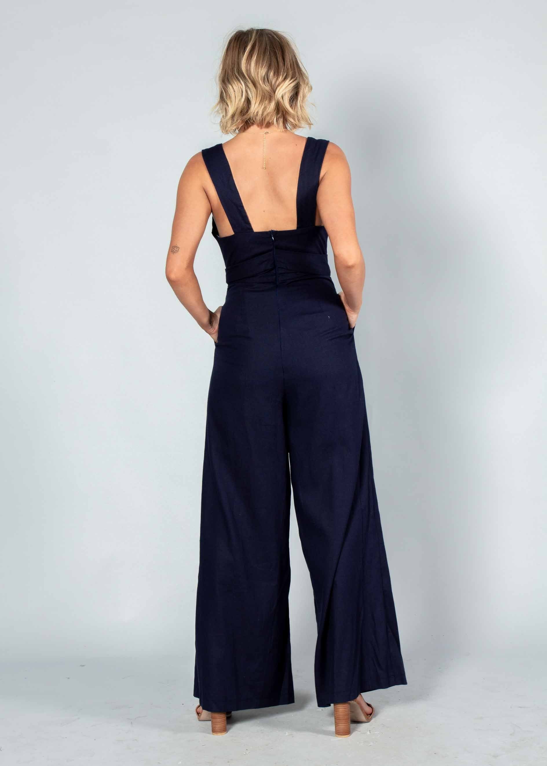 Forgotten Love Linen Pantsuit - Navy