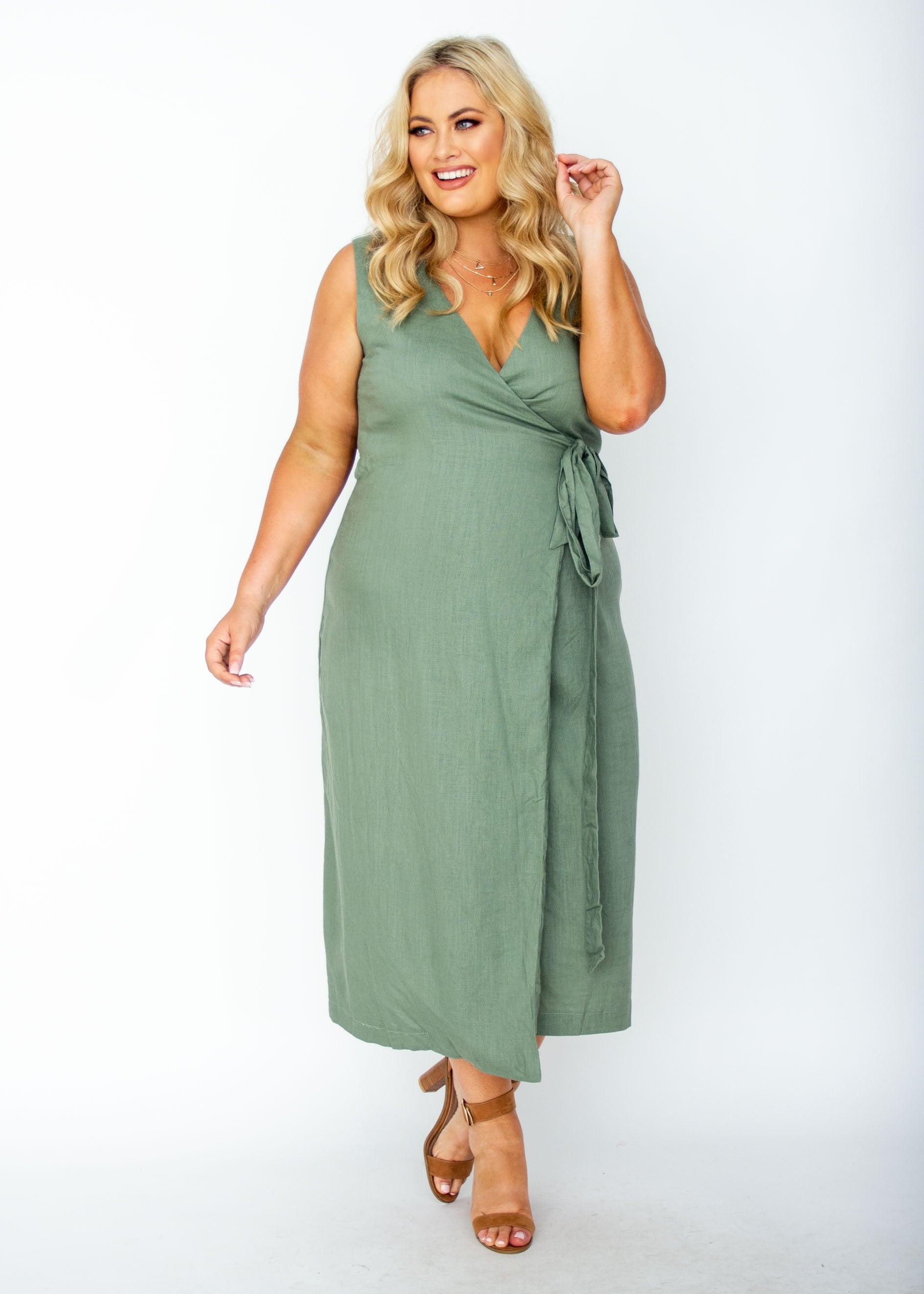 First Priority Wrap Maxi Dress - Khaki