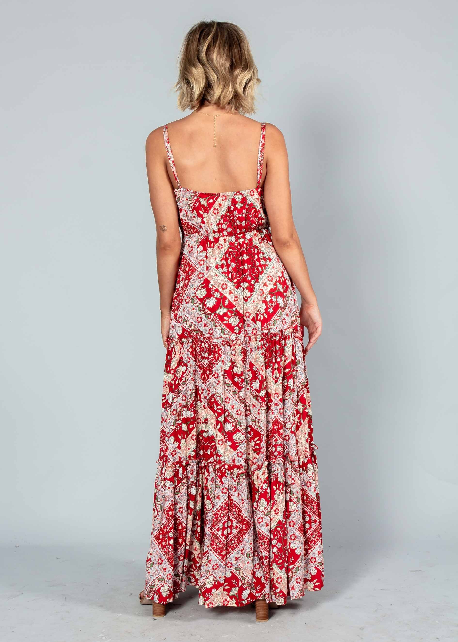 My Imagination Maxi Dress - Red Paisley