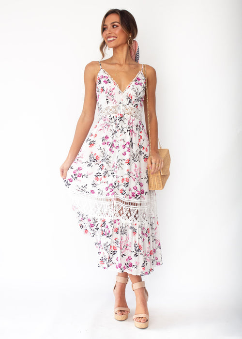 Emersyn Midi Dress - White Floral