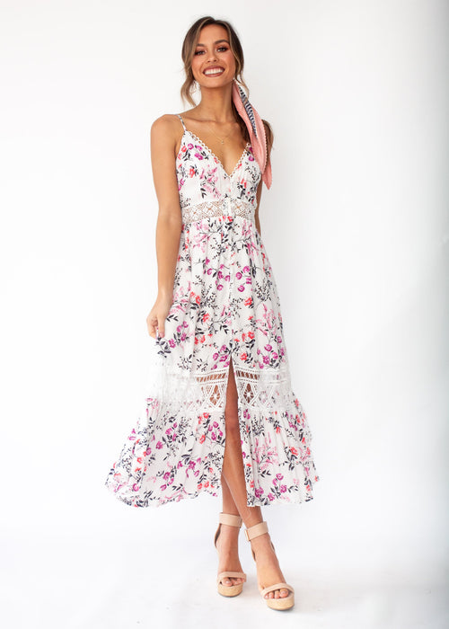 Emersyn Midi Dress - White Floral