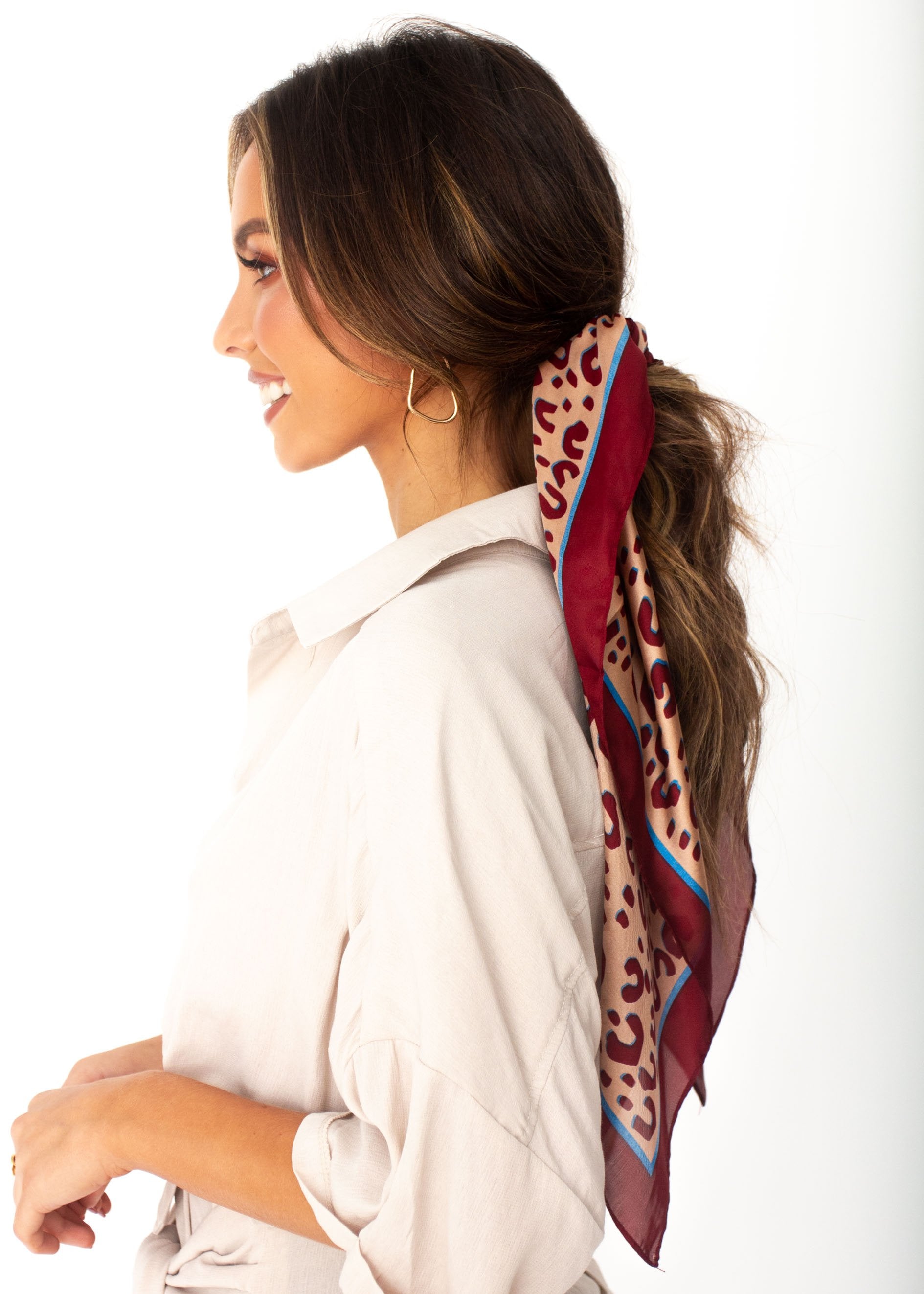 Women's Madelaine Scarf - Maroon Leopard Print