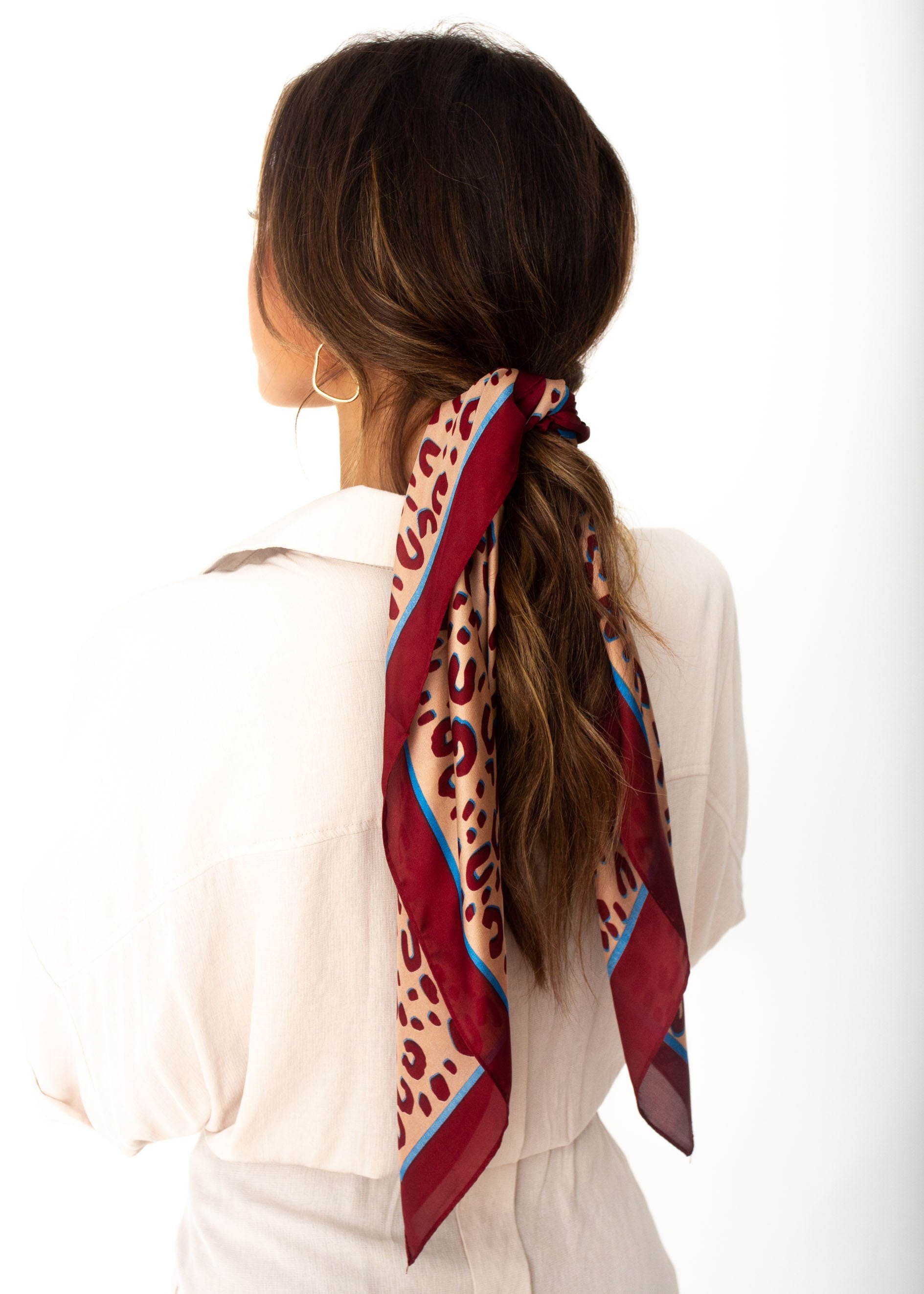 Madelaine Scarf - Maroon Leopard Print