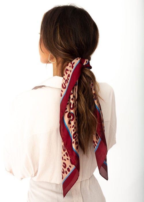 Madelaine Scarf - Maroon Leopard Print