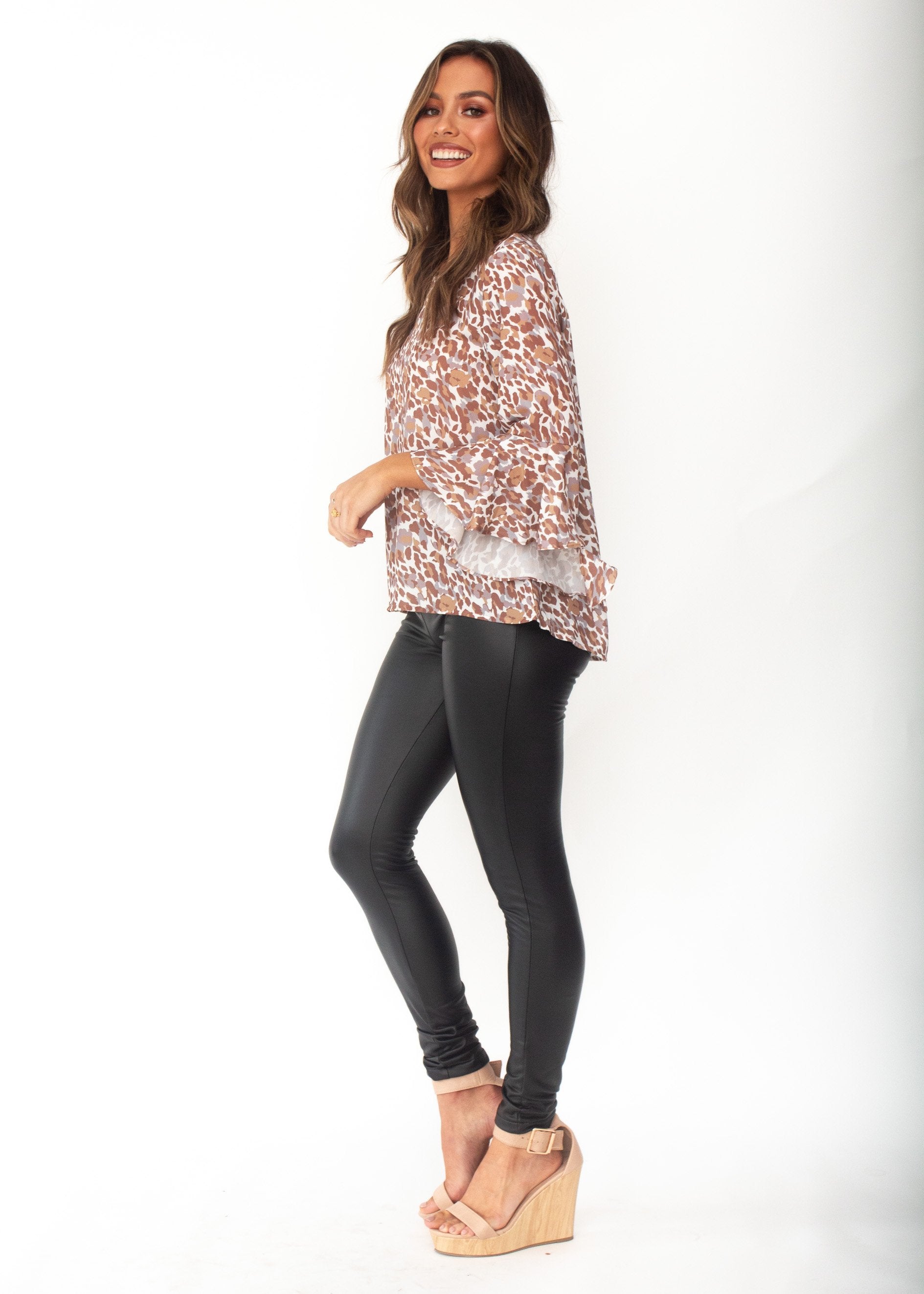 Jacqueline Blouse - Tan Leopard