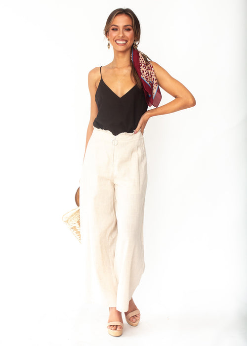 Byron Linen Wide Leg Pants - Natural