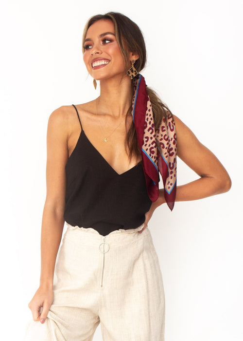 Women's Miah Linen-blend Cami - Black