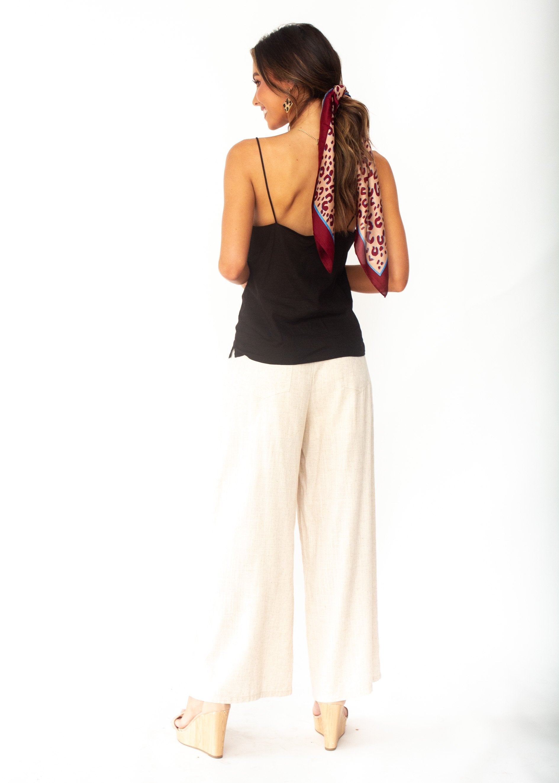 Miah Linen-blend Cami - Black