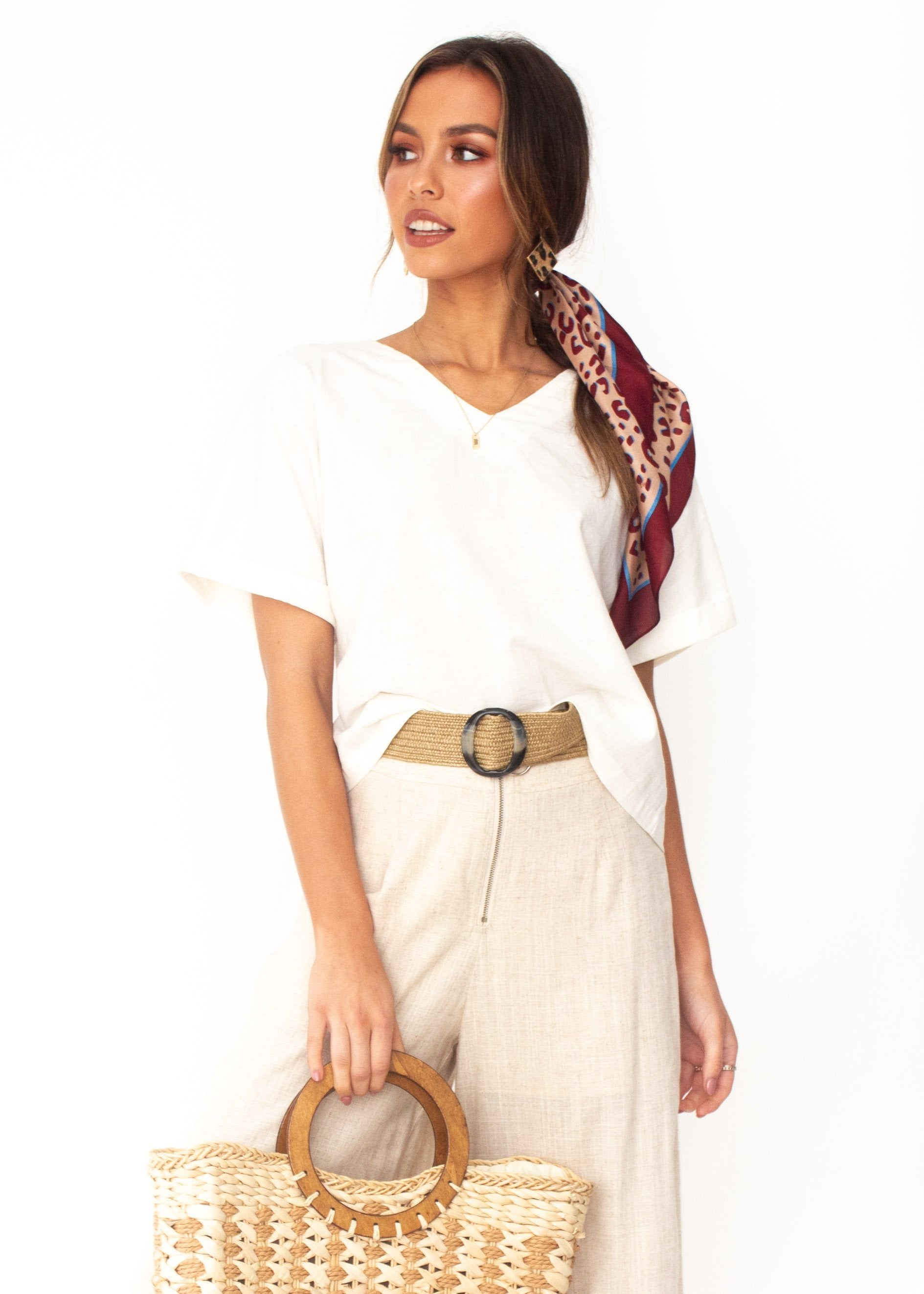 women's Samara Linen-Blend Top - Ivory