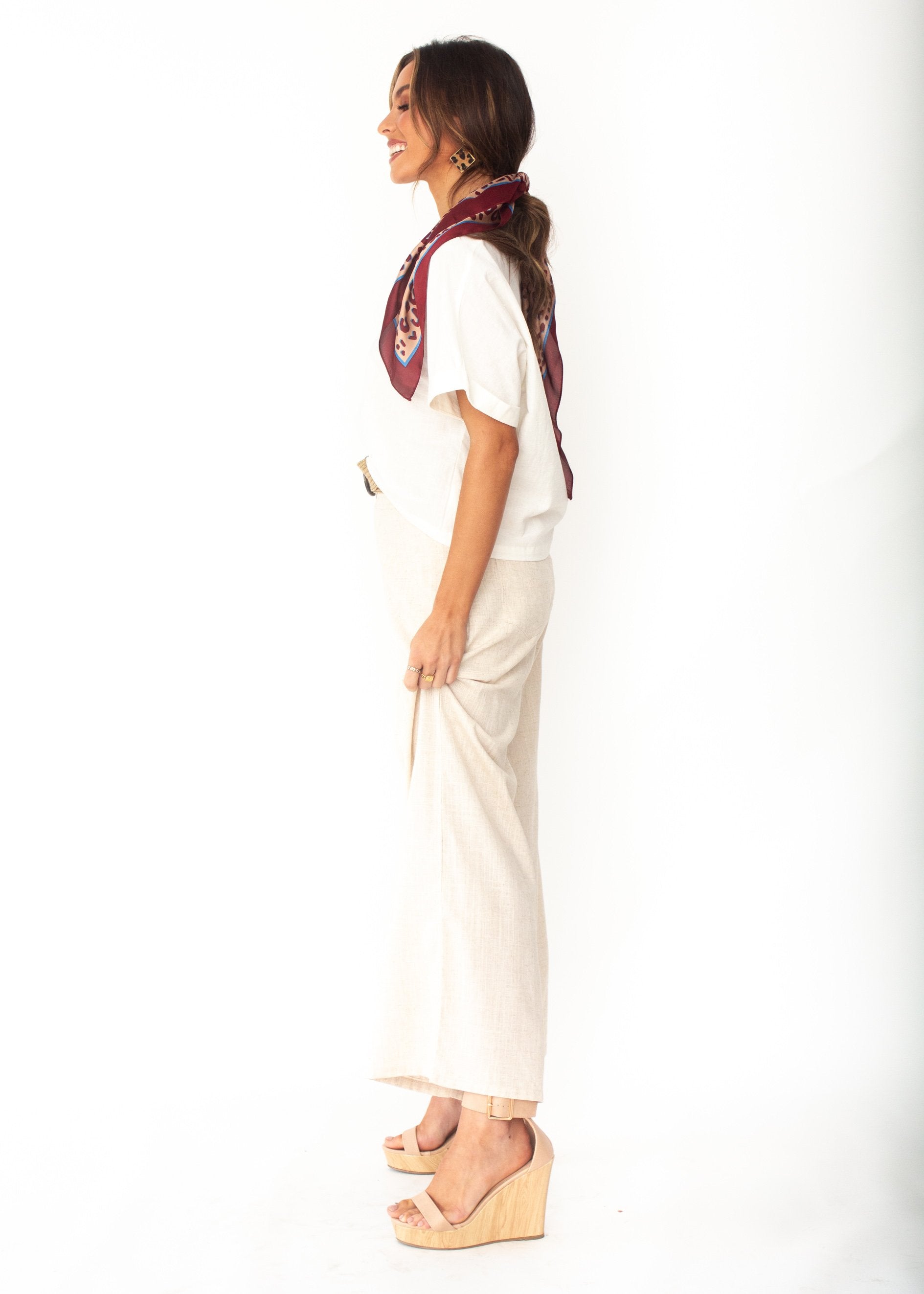 Samara Linen-Blend Tee - Ivory