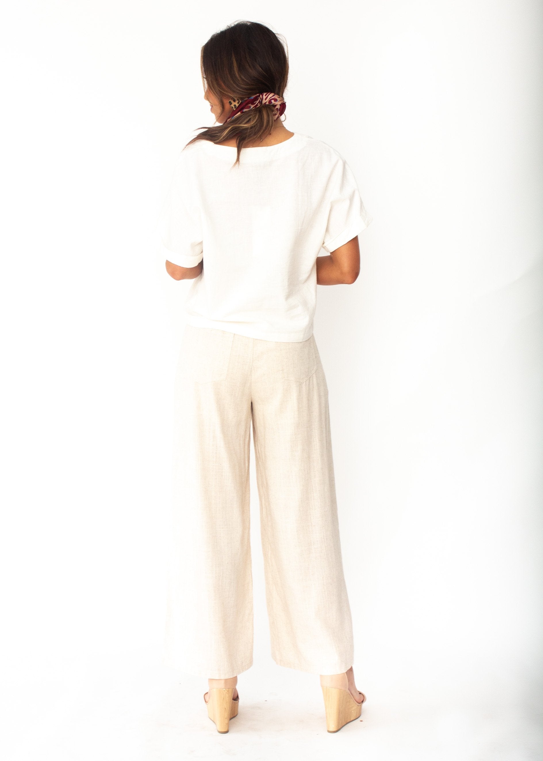 Samara Linen-Blend Tee - Ivory