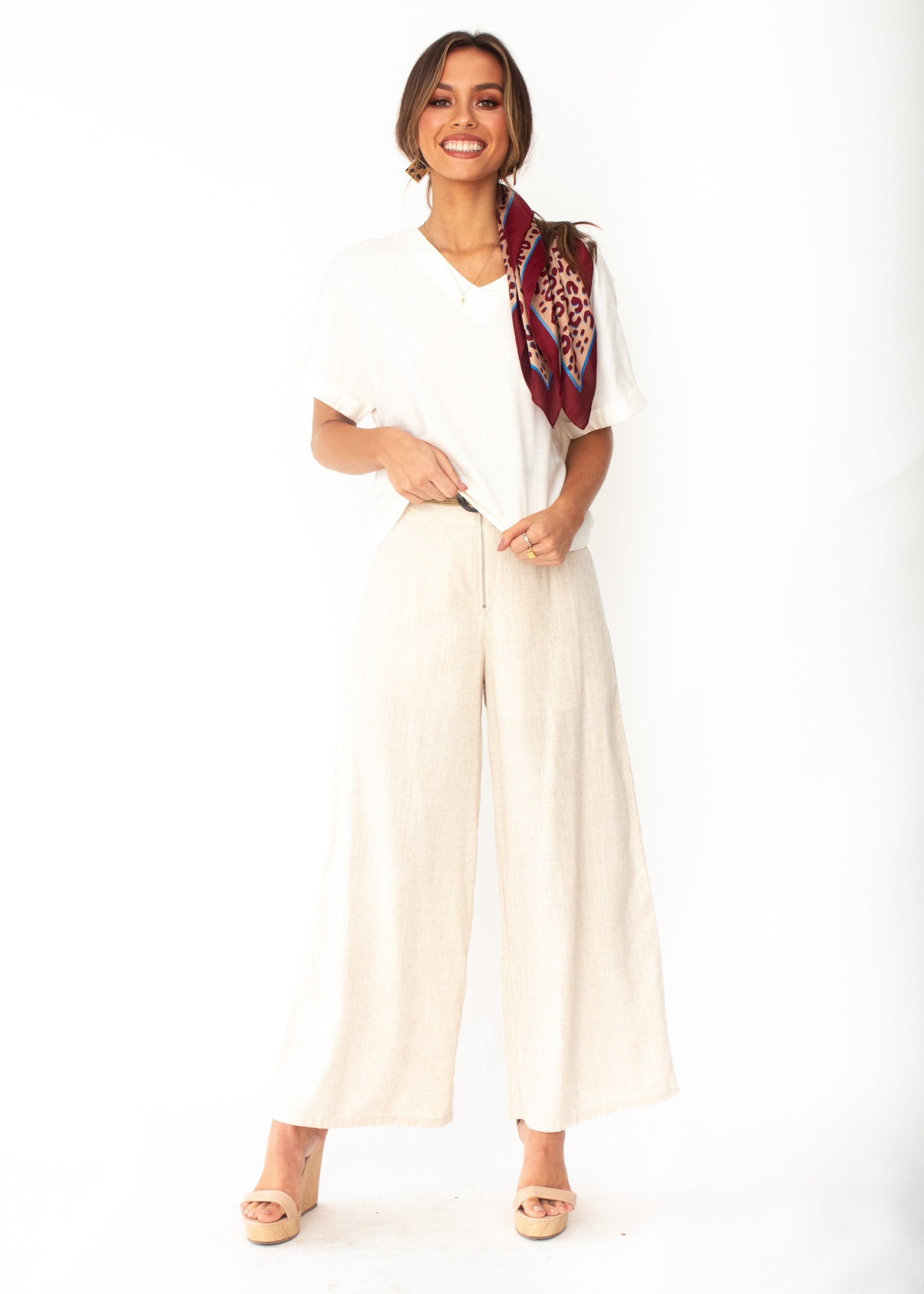 Samara Linen-Blend Tee - Ivory