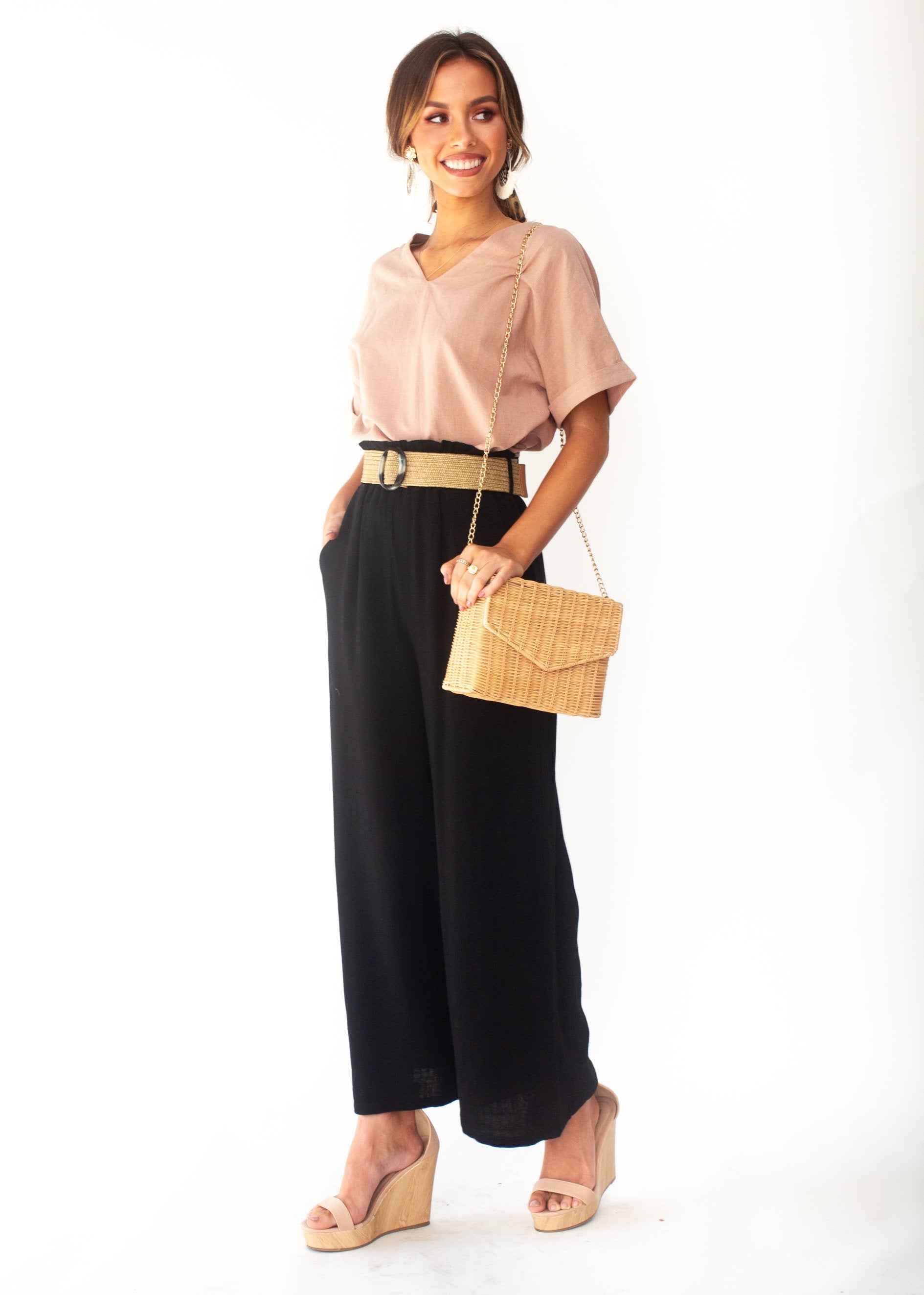 Samara Linen-Blend Tee - Mocha