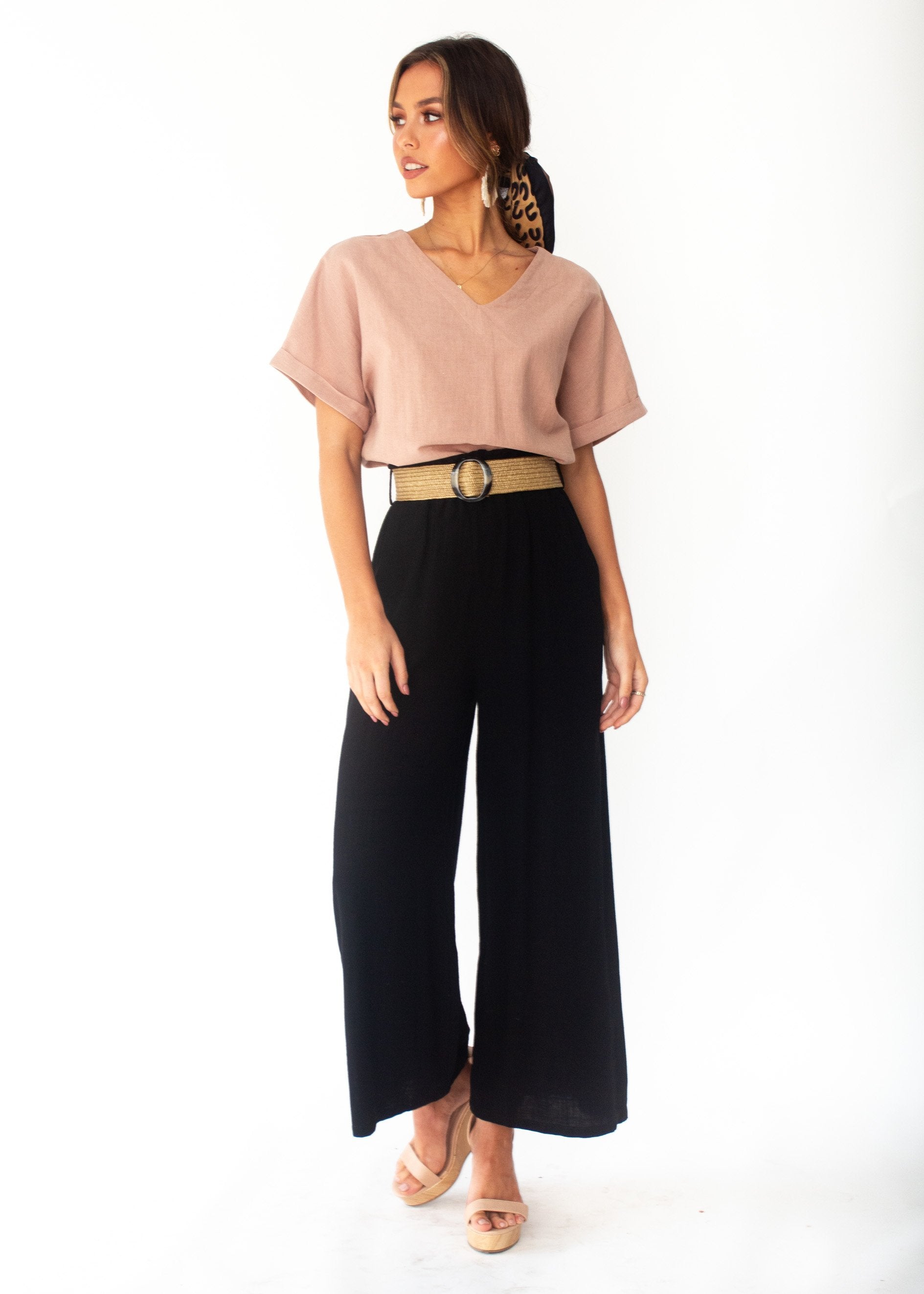 Samara Linen-Blend Top - Mocha