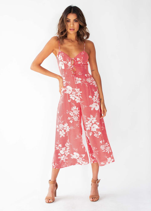 Kiana Pantsuit - Red Floral