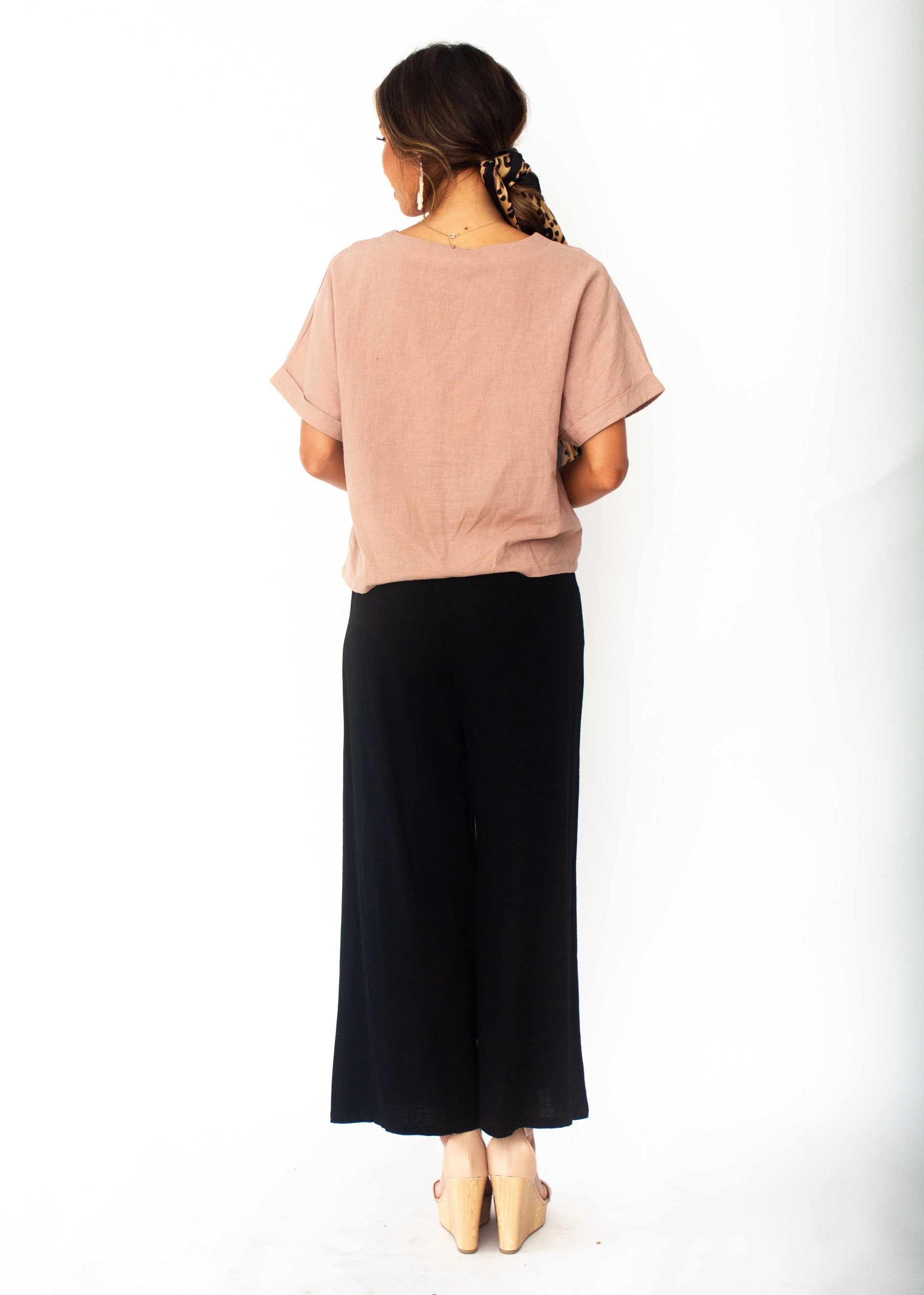 Samara Linen-Blend Tee - Mocha