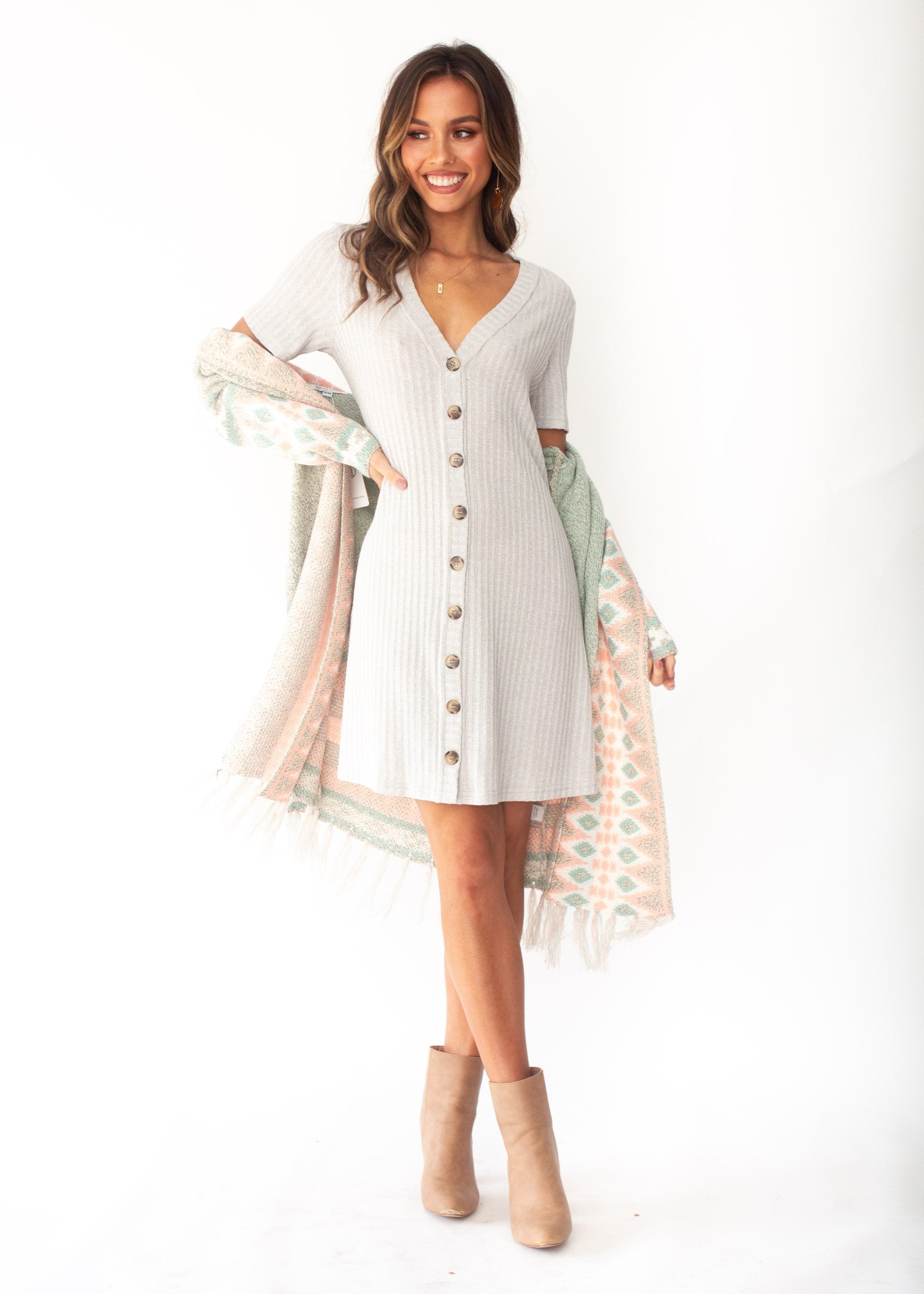 Self Love Rib Dress - Grey