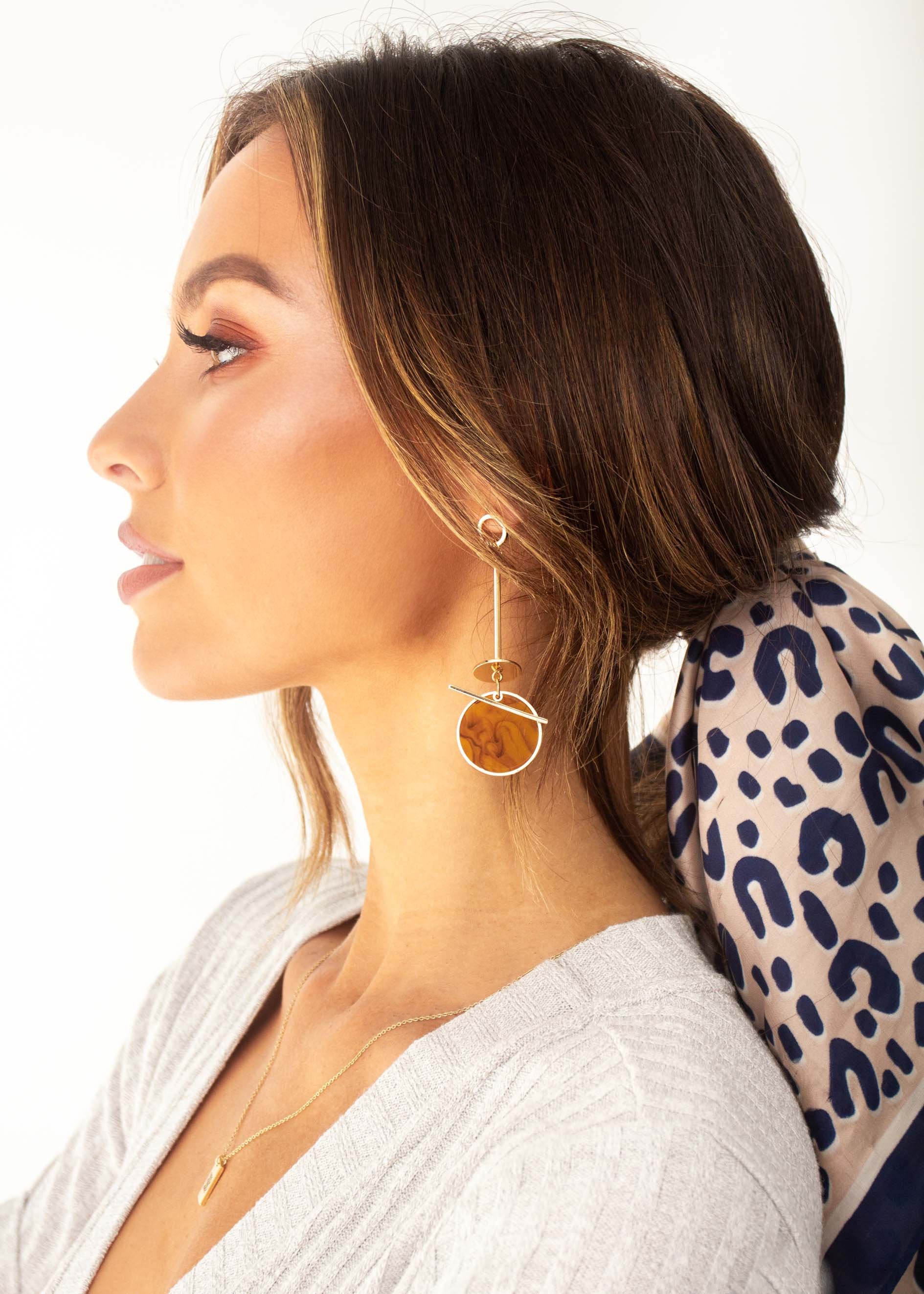 Fool For You Earrings - Tan Marble