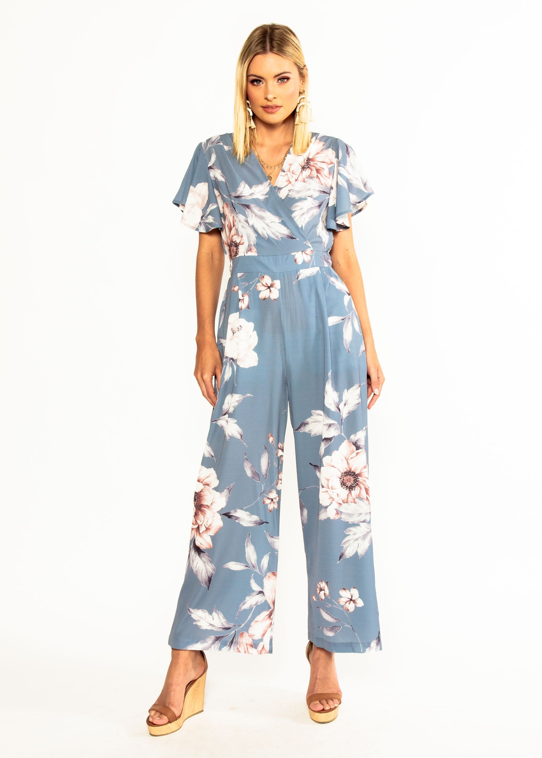 Lead The Way Pantsuit - Blue Floral