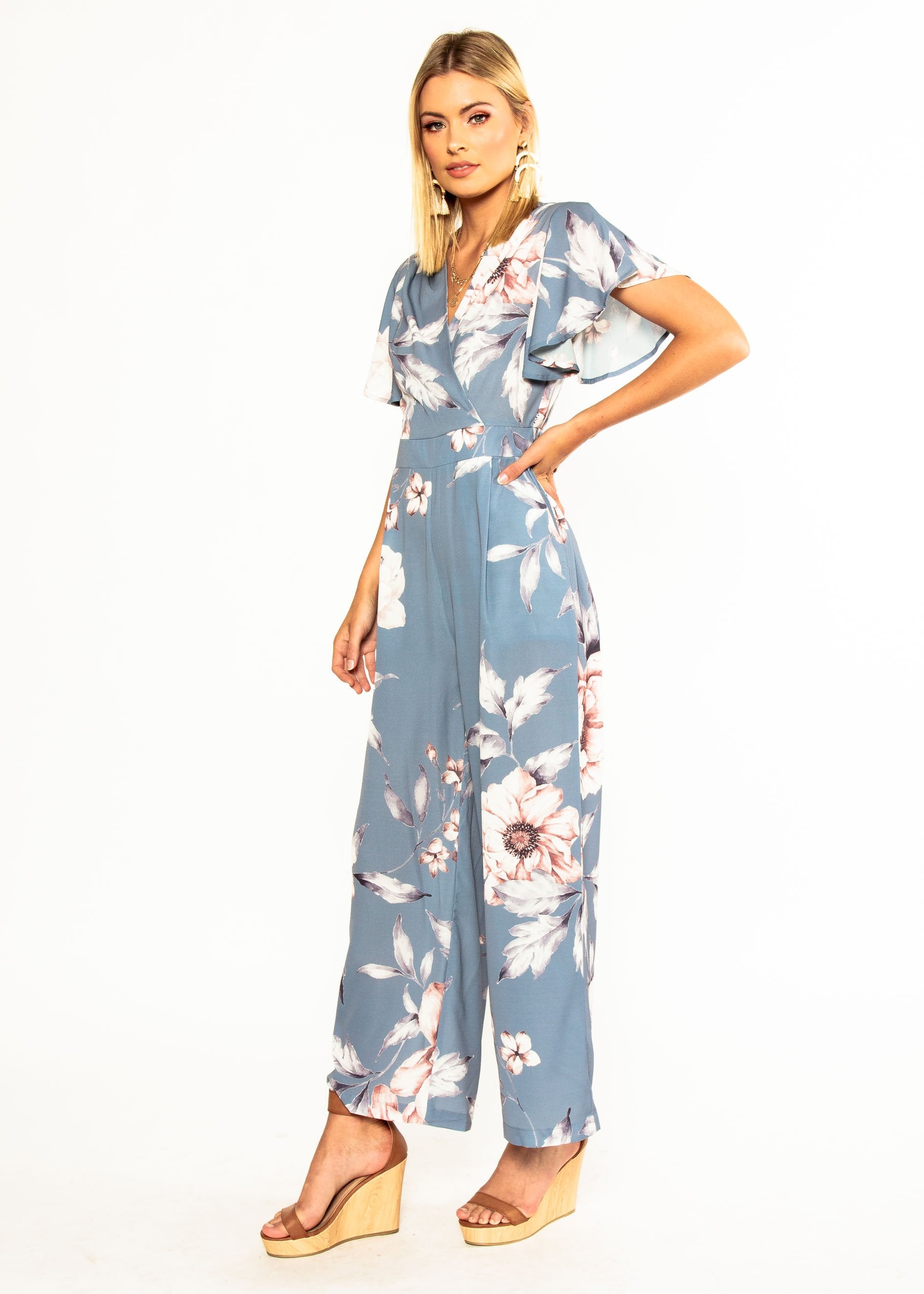 Lead The Way Pantsuit - Blue Floral