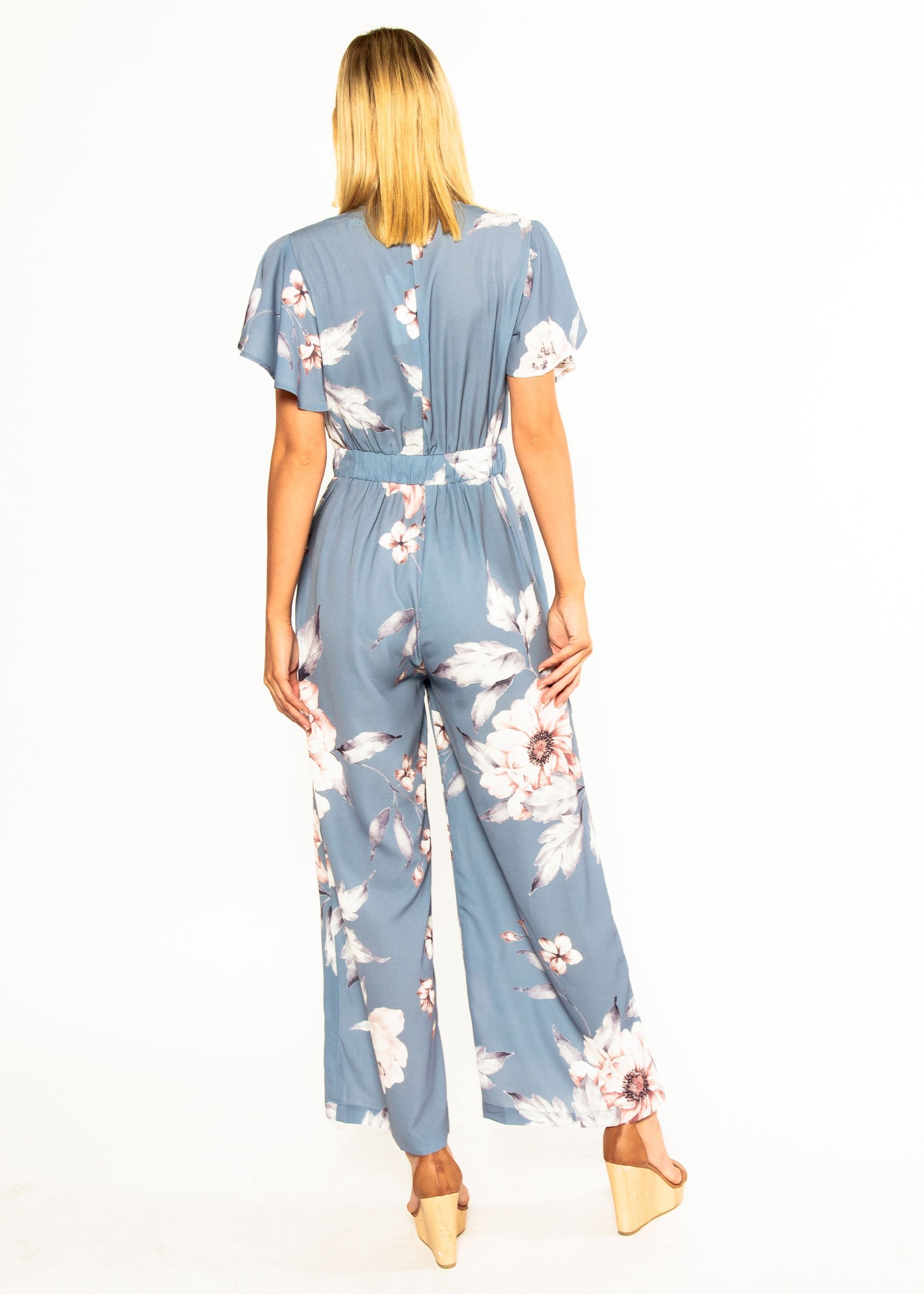 Lead The Way Pantsuit - Blue Floral