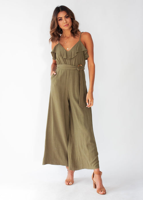 Unforgettable Wide Leg Pantsuit - Khaki