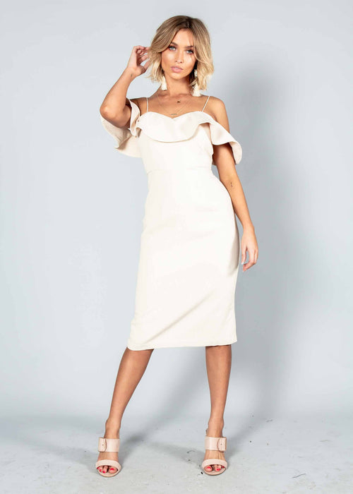 Stay Forever Midi Dress - Beige