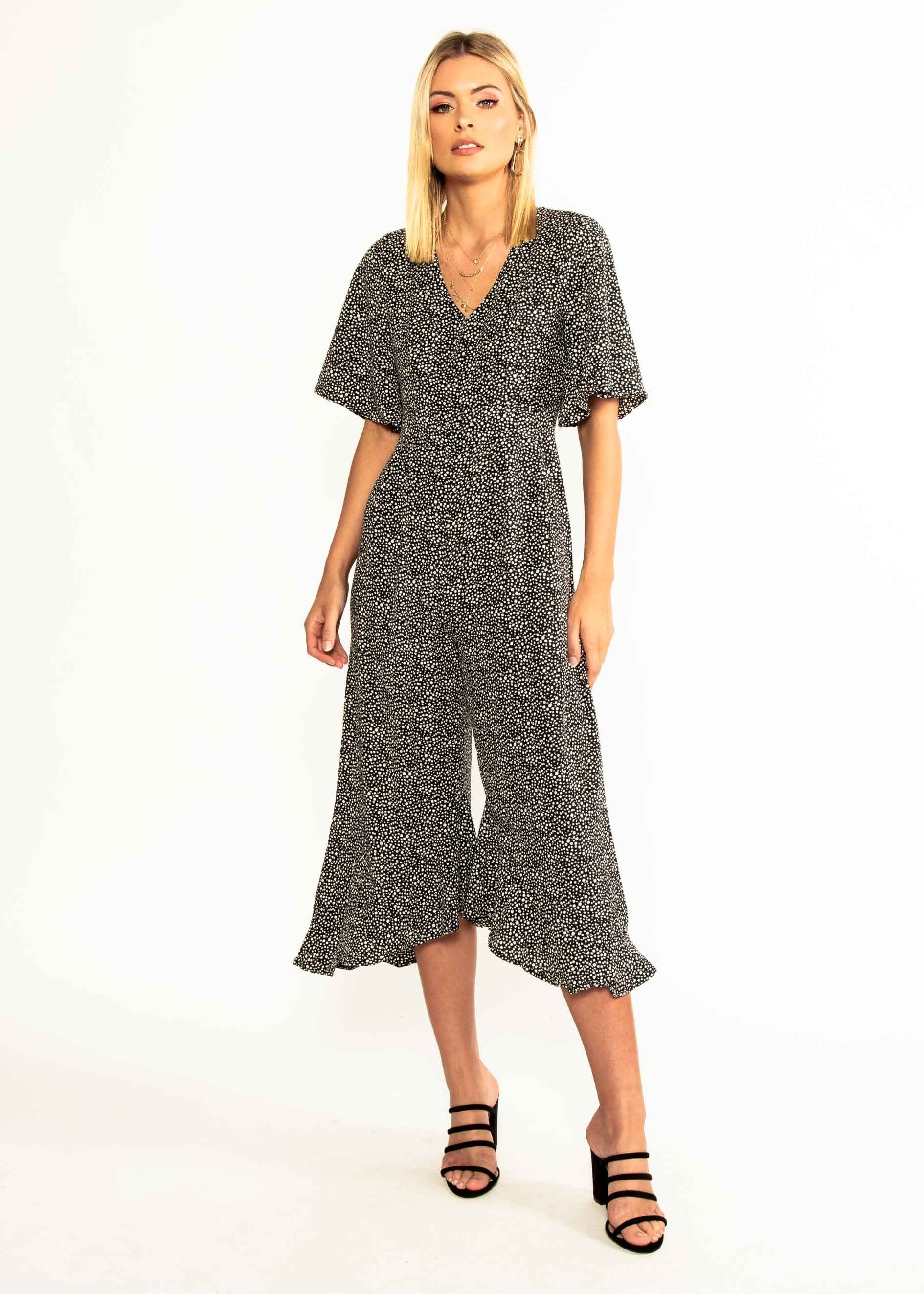 Naya Pantsuit w/ Tie - Black Spot