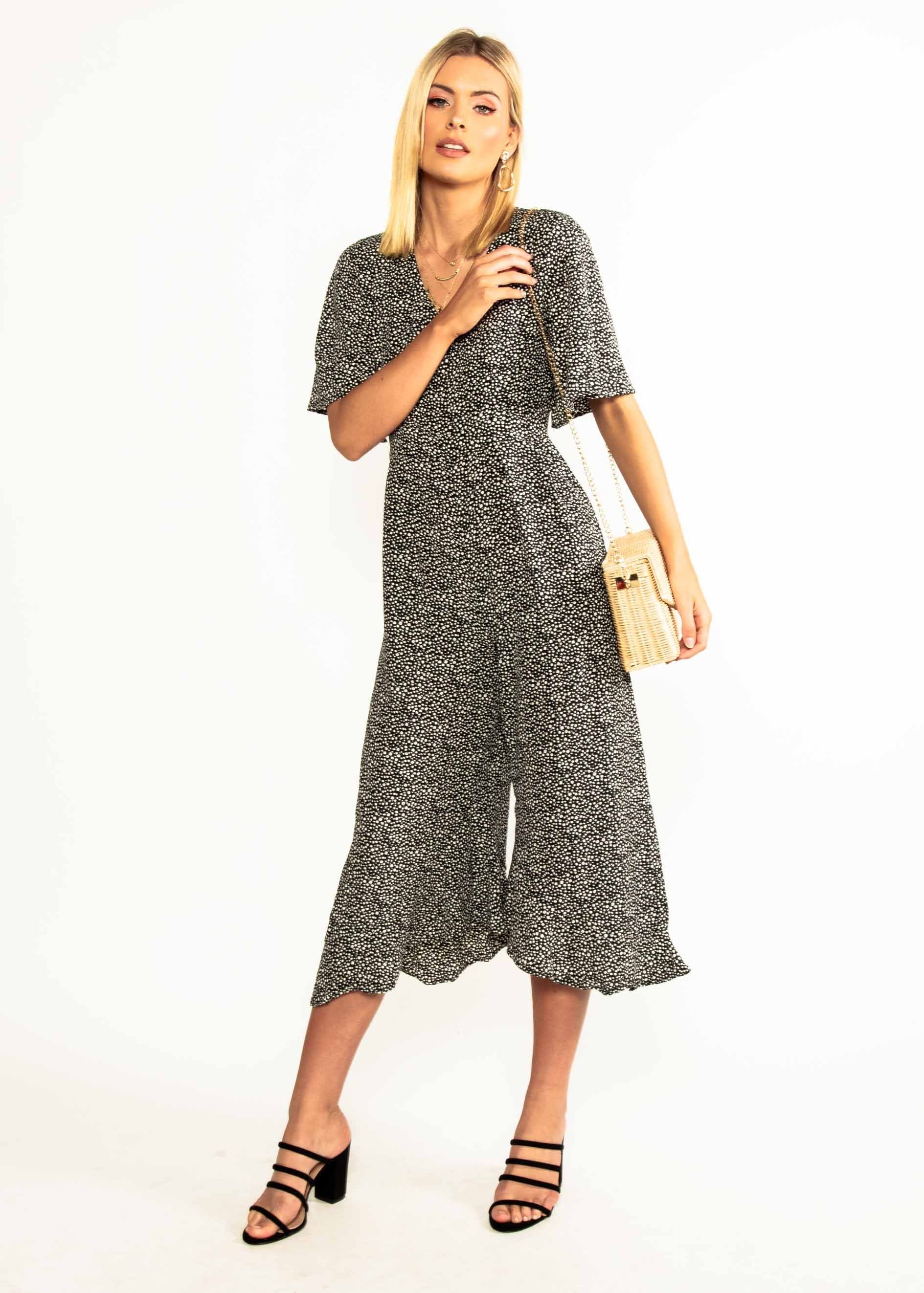 Naya Pantsuit w/ Tie - Black Spot