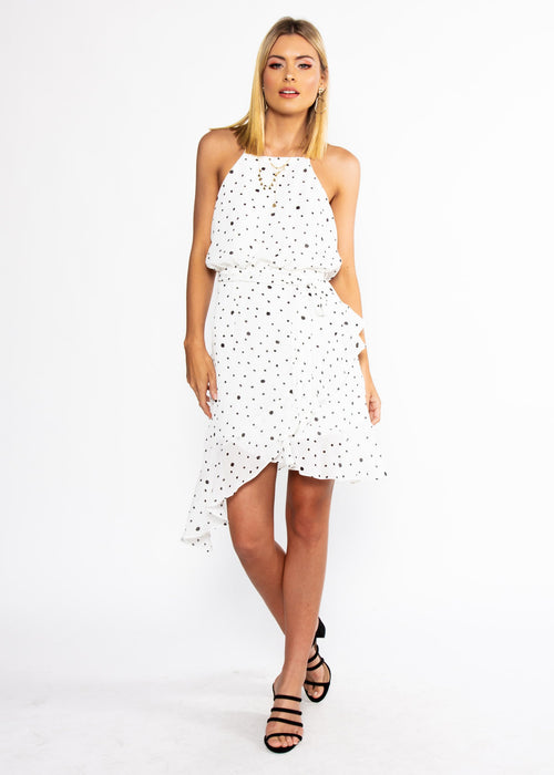 Thalia Dress w/ Tie - White Spot- OLD