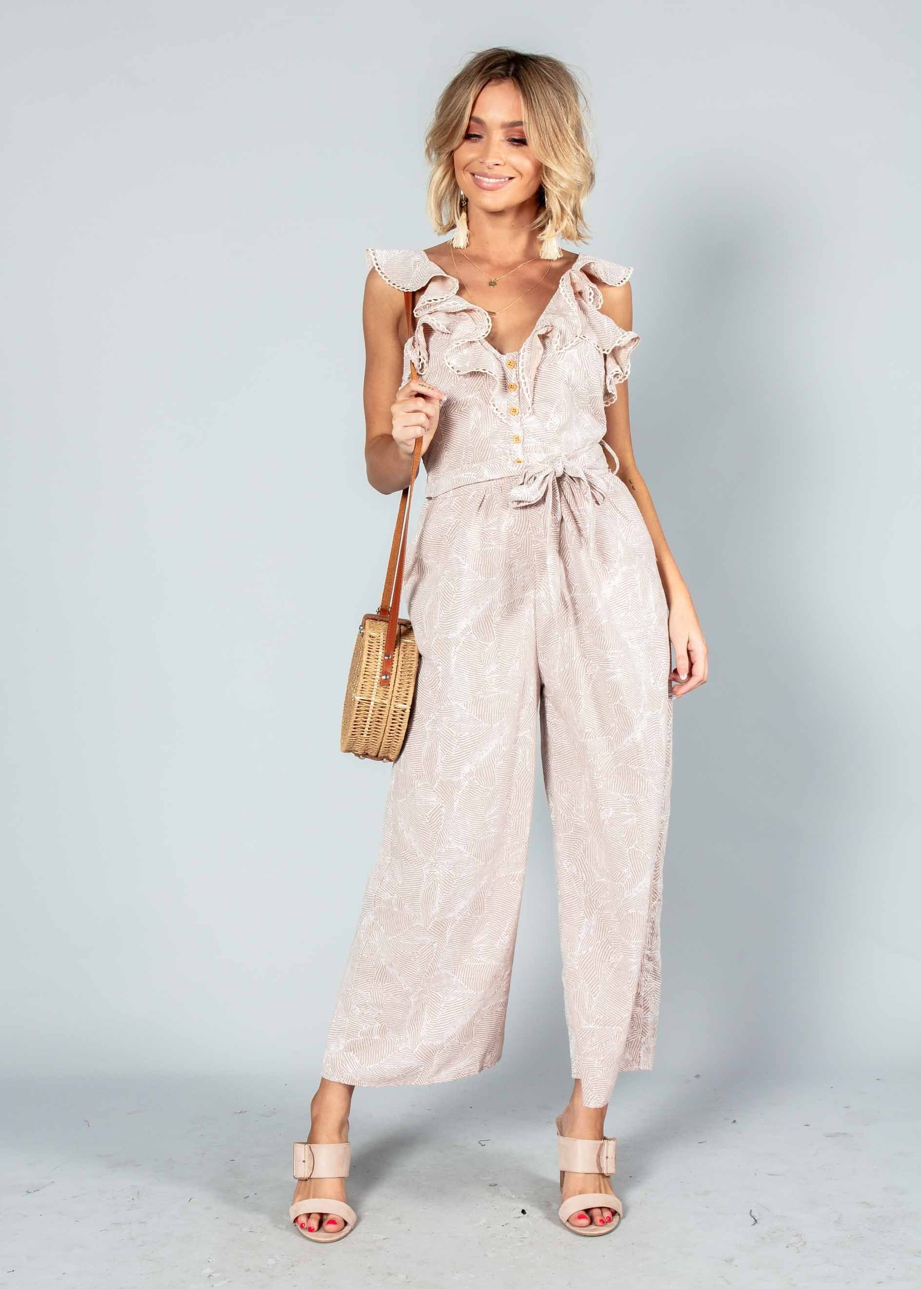 Slow Burn Pantsuit w/ Tie - Blush Haze