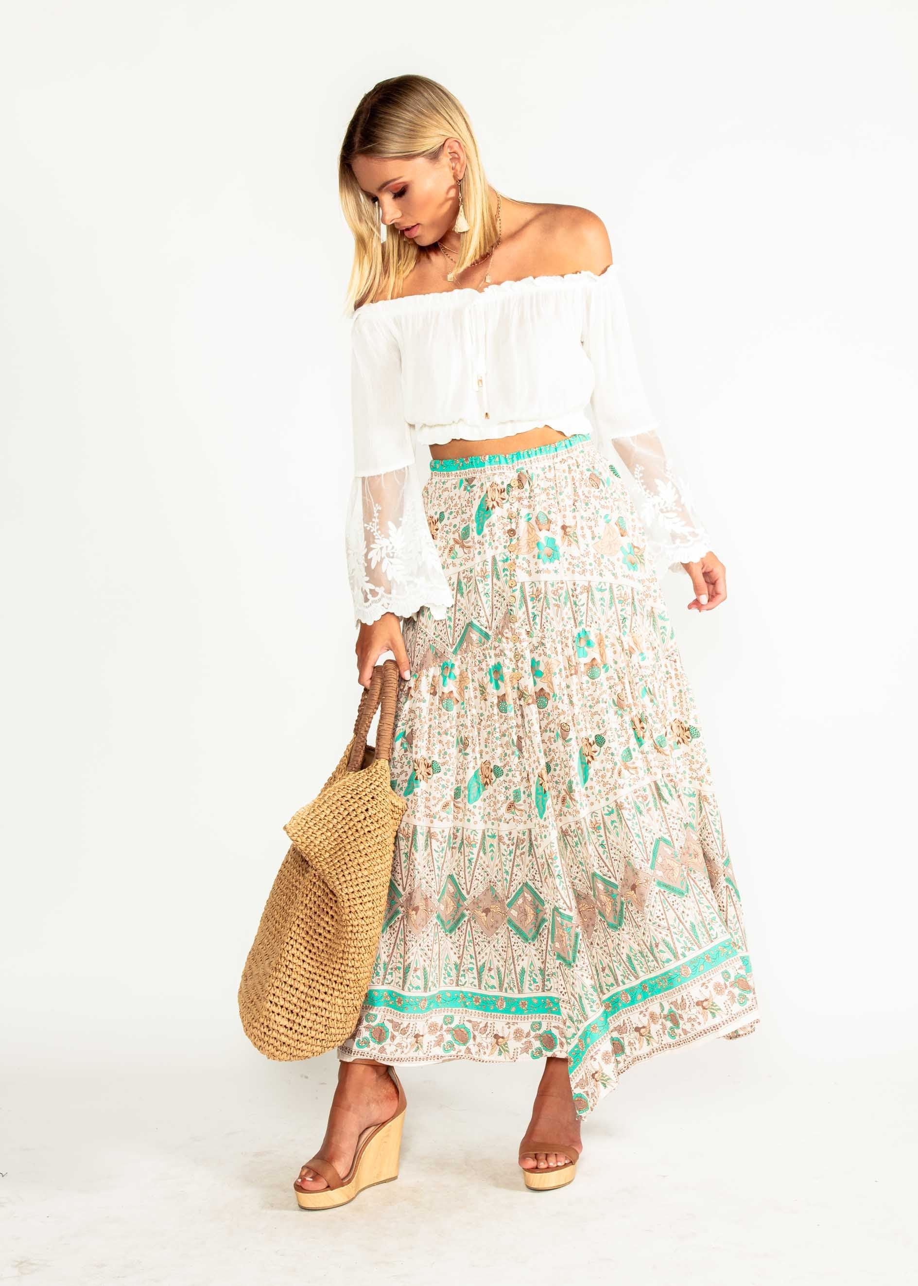 Joan Maxi Skirt - Hummingbird Sage