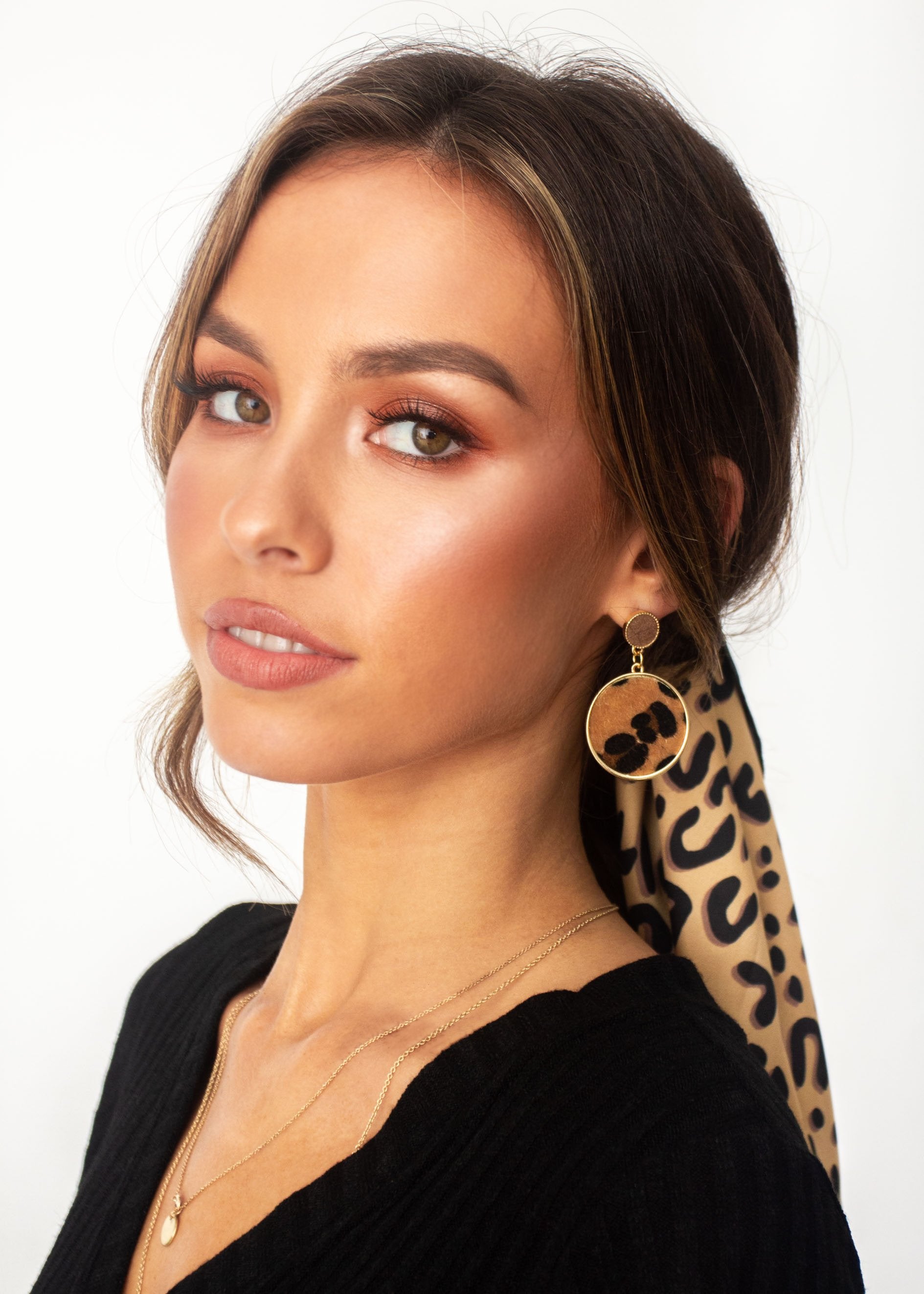 Fall Behind Earrings - Leopard Print
