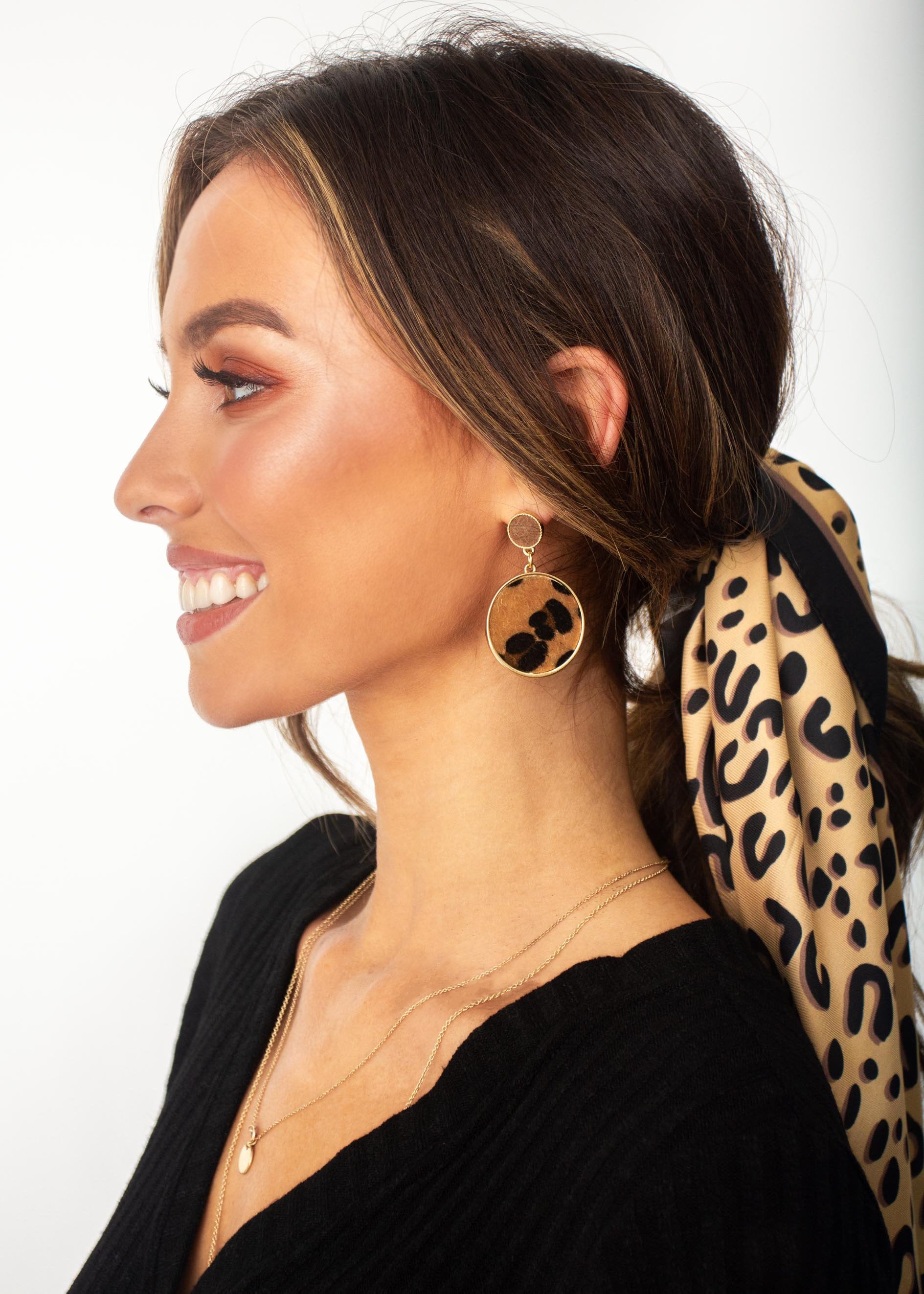 Women's Fall Behind Earrings - Leopard Print